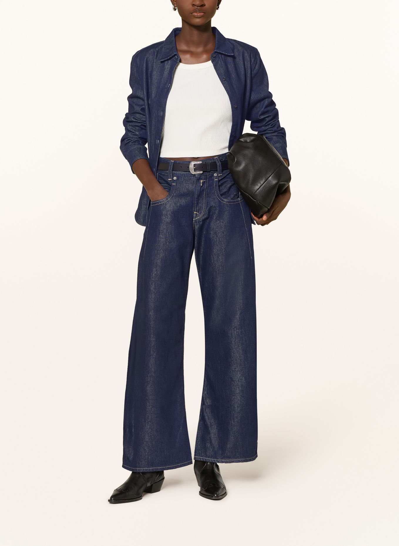 REPLAY Jeansy typu barrel HALLEBE: C007 DARK BLUE