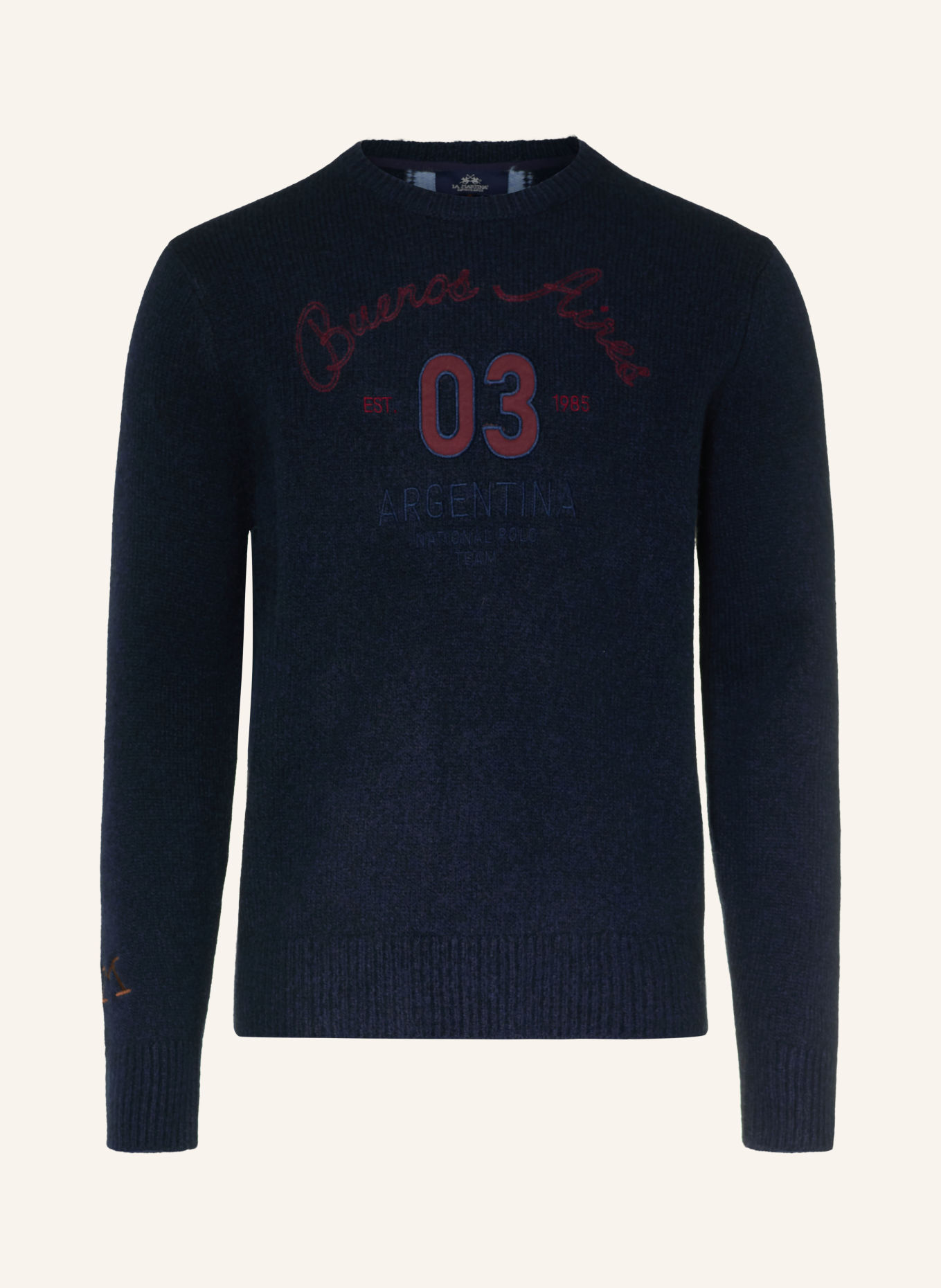 LA MARTINA Sweater: DARK BLUE / DARK RED / LIGHT BLUE