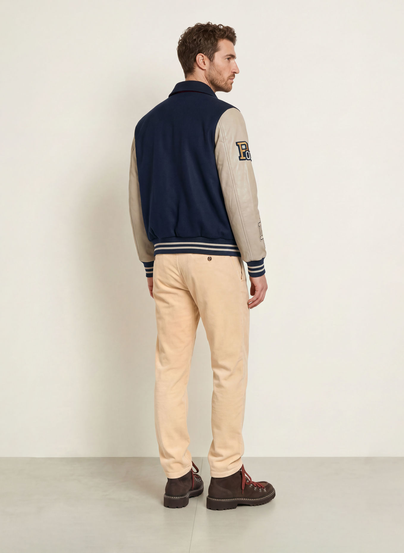 LA MARTINA College-Jacke im Materialmix: DUNKELBLAU / HELLBRAUN / DUNKELROT