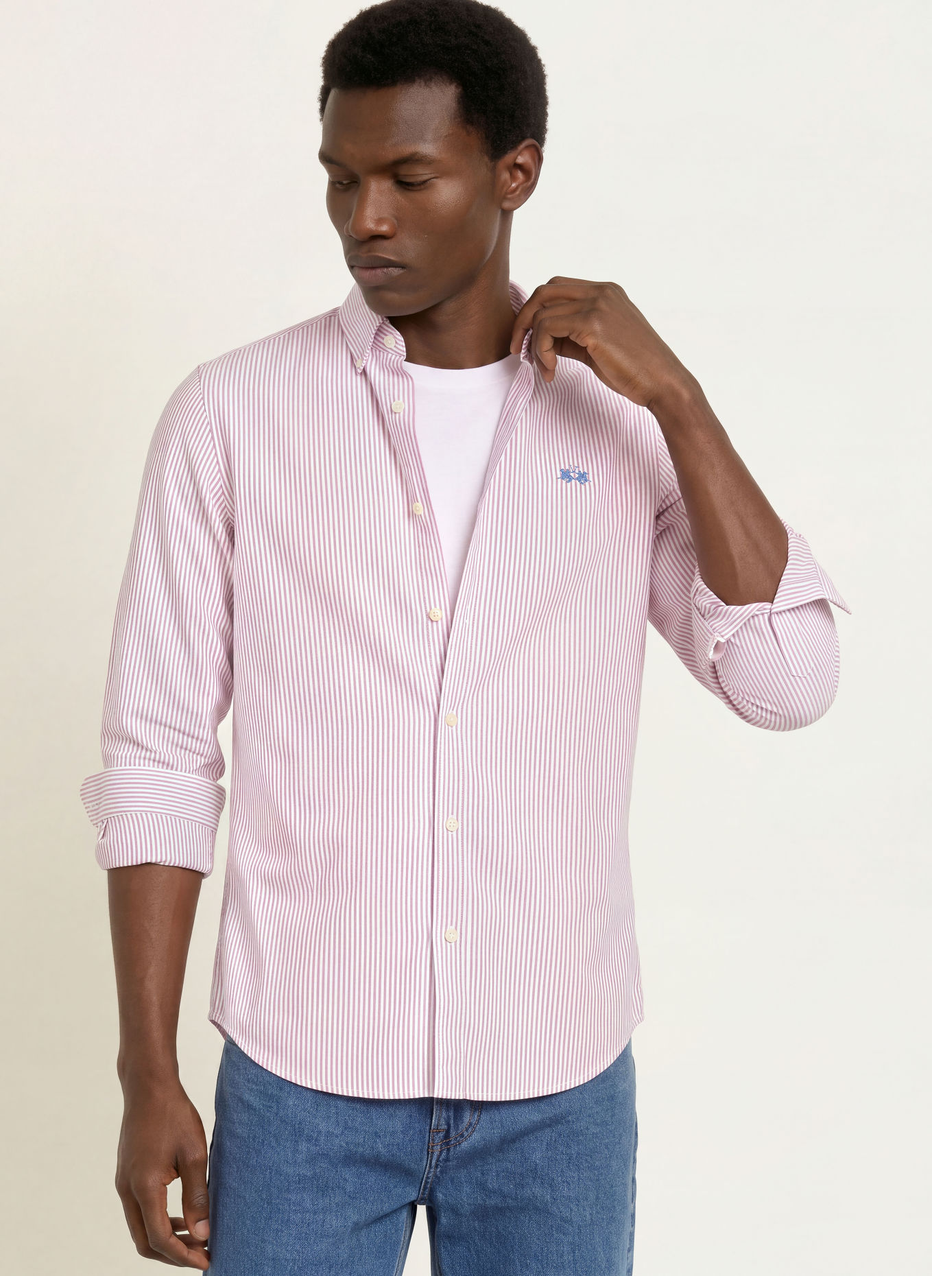 LA MARTINA Oxfordhemd Regular Fit: DUNKELROT / WEISS