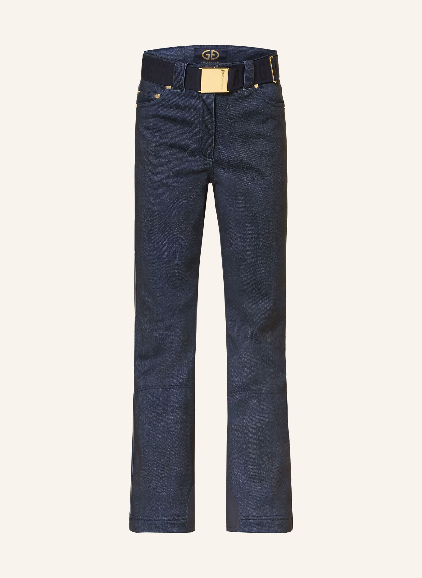 GOLDBERGH Softshell-skibroek FUJI in jeanslook met sierstenen: DONKERBLAUW