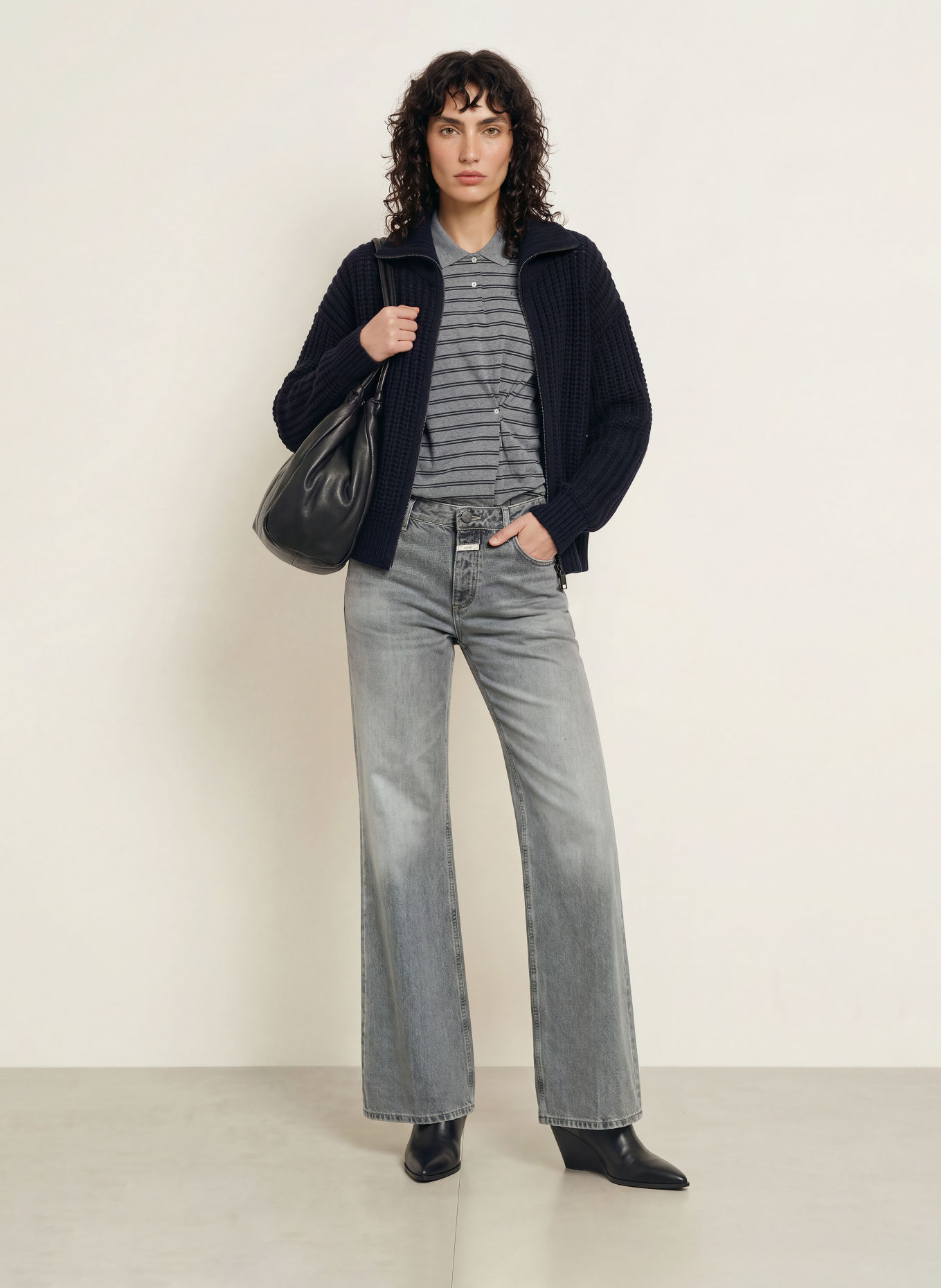 CLOSED Jeansy wide leg GILLAN: MGY MID GREY