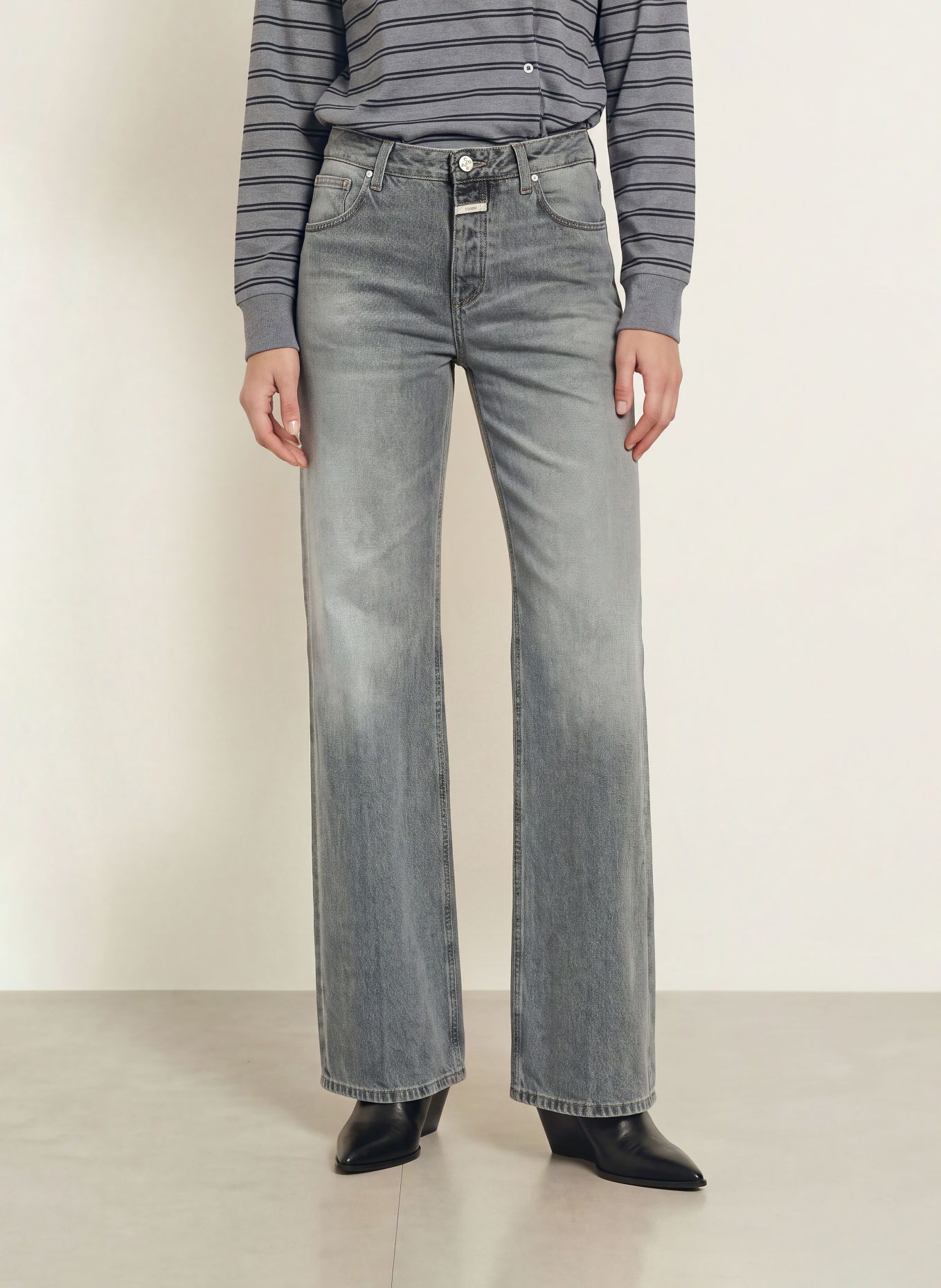 CLOSED Jeansy wide leg GILLAN: MGY MID GREY
