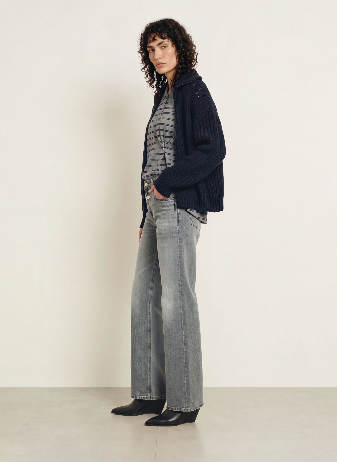 CLOSED Jeansy wide leg GILLAN: MGY MID GREY