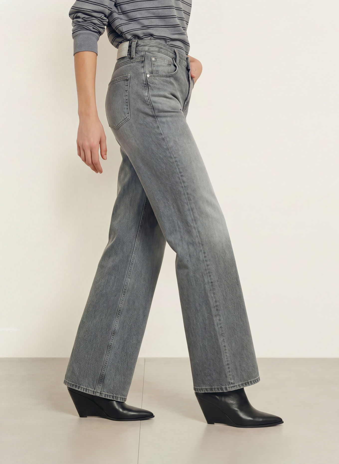 CLOSED Jeansy wide leg GILLAN: MGY MID GREY