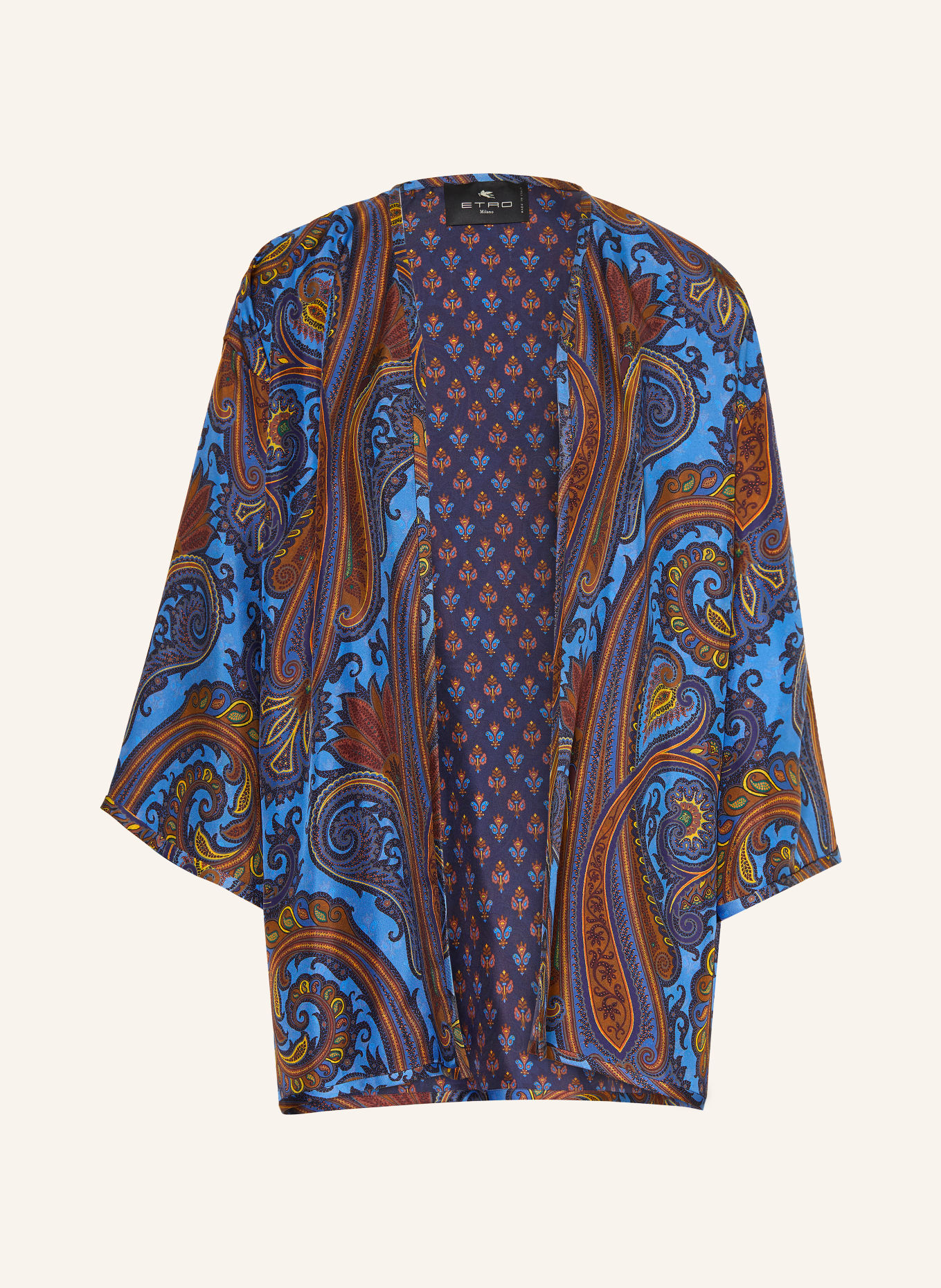 ETRO Seidenhülle mit 3/4-Arm: BLAU / BRAUN / DUNKELBLAU