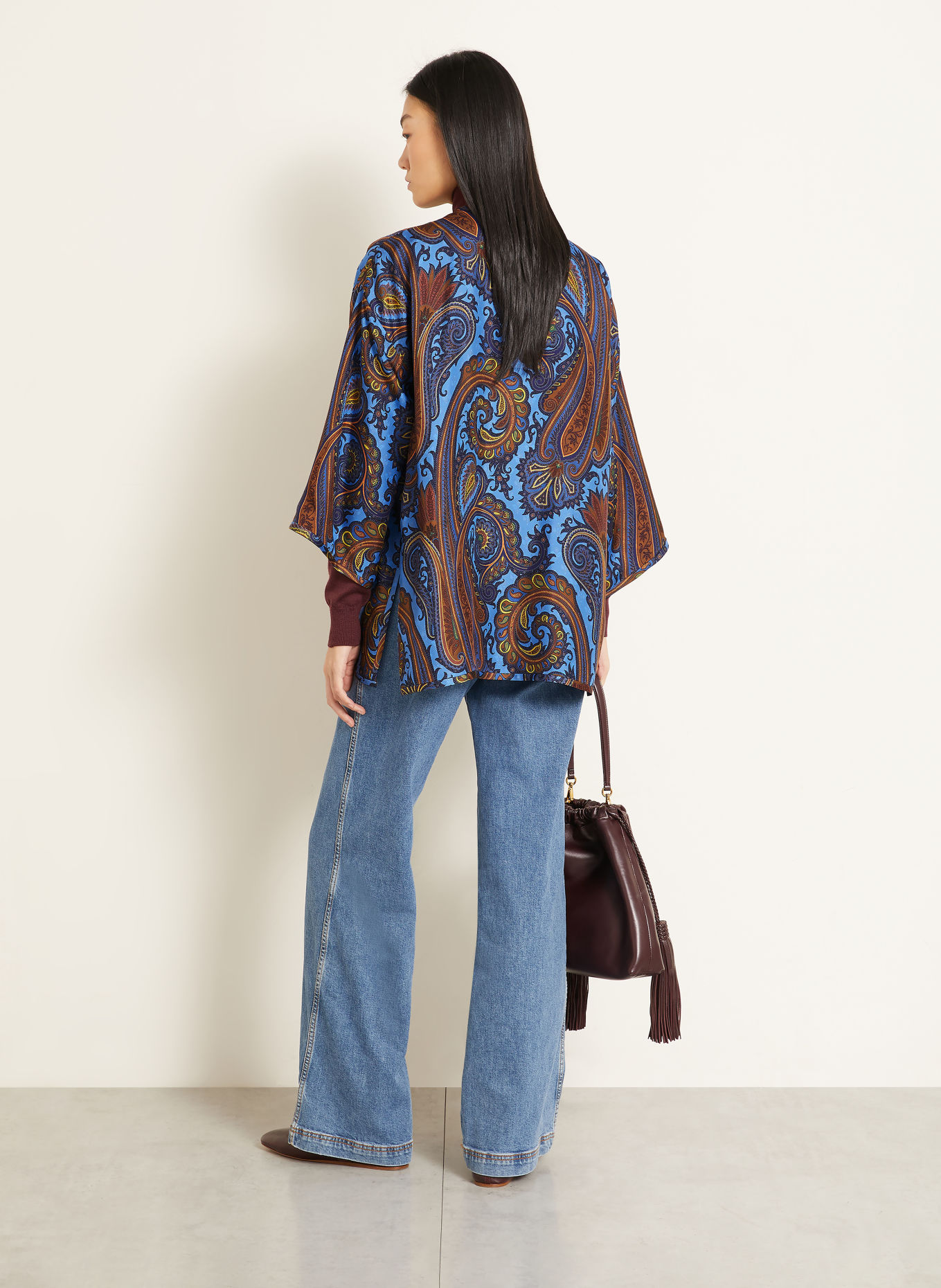 ETRO Seidenhülle mit 3/4-Arm: BLAU / BRAUN / DUNKELBLAU