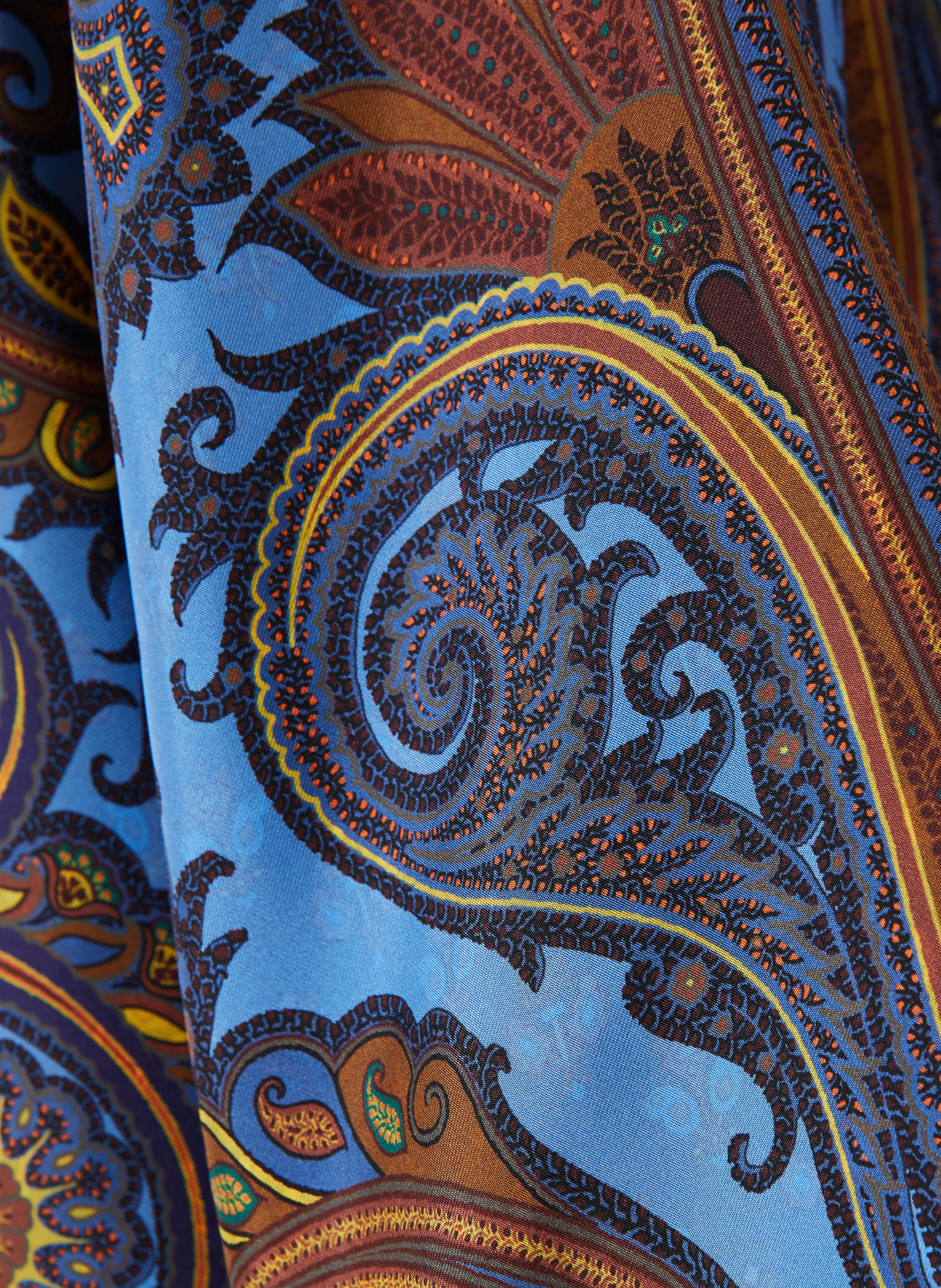 ETRO Seidenhülle mit 3/4-Arm: BLAU / BRAUN / DUNKELBLAU