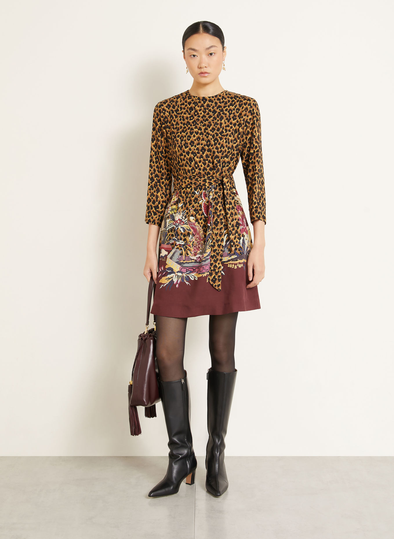 ETRO Kleid: BRAUN / DUNKELROT / SCHWARZ