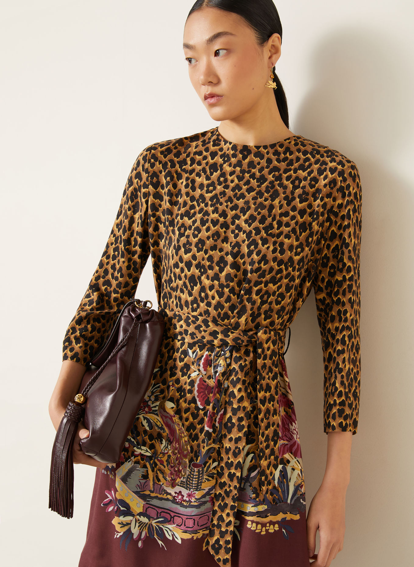 ETRO Kleid: BRAUN / DUNKELROT / SCHWARZ