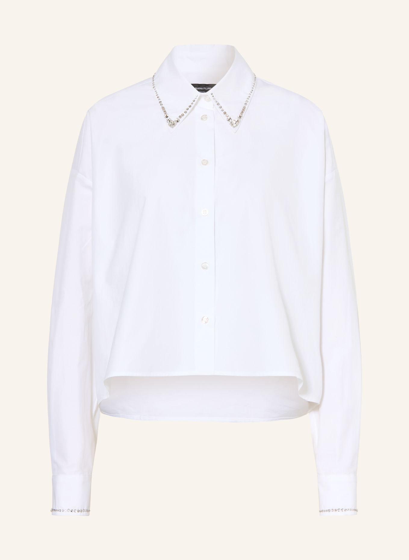FABIANA FILIPPI Skjortebluse med smykkesten: HVID