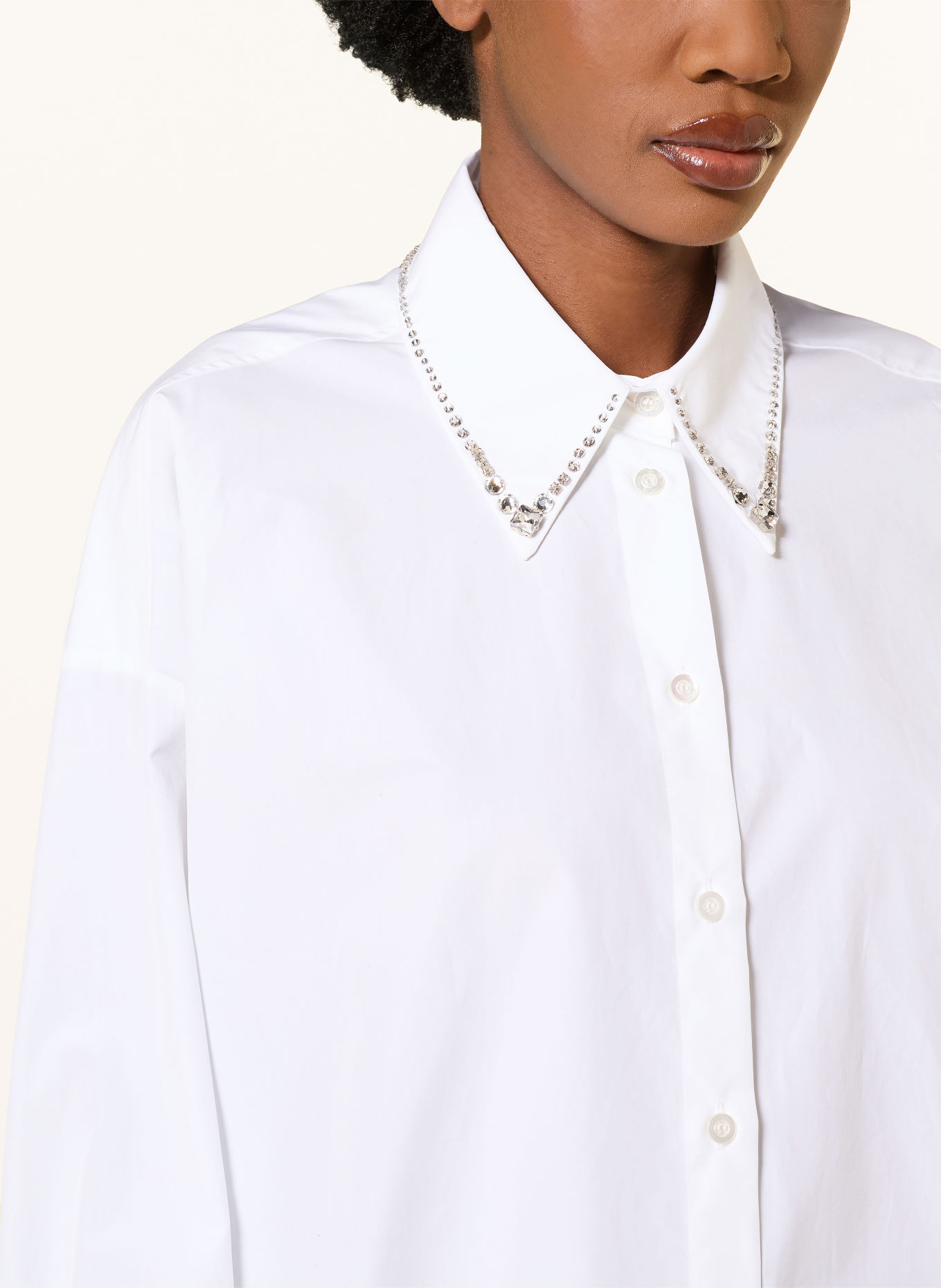 FABIANA FILIPPI Skjortebluse med smykkesten: HVID