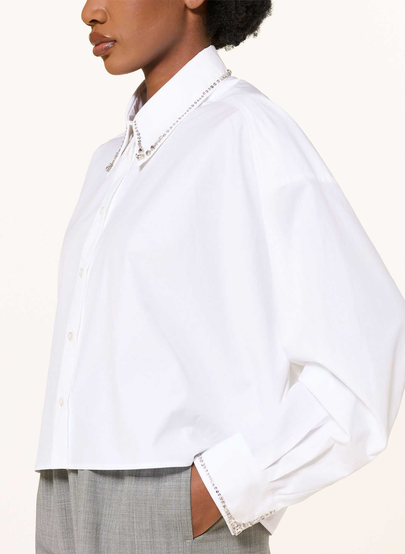 FABIANA FILIPPI Skjortebluse med smykkesten: HVID