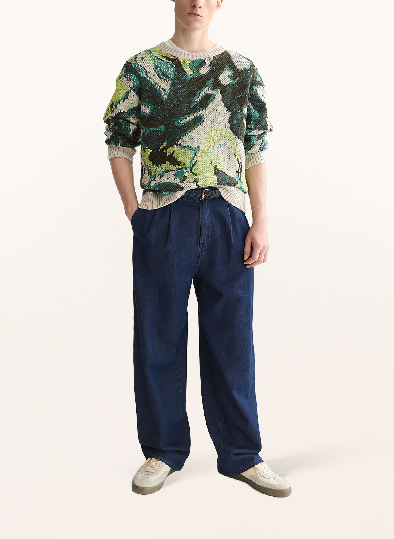 SCOTCH & SODA Pullover: CREME / DUNKELGRÜN / TÜRKIS