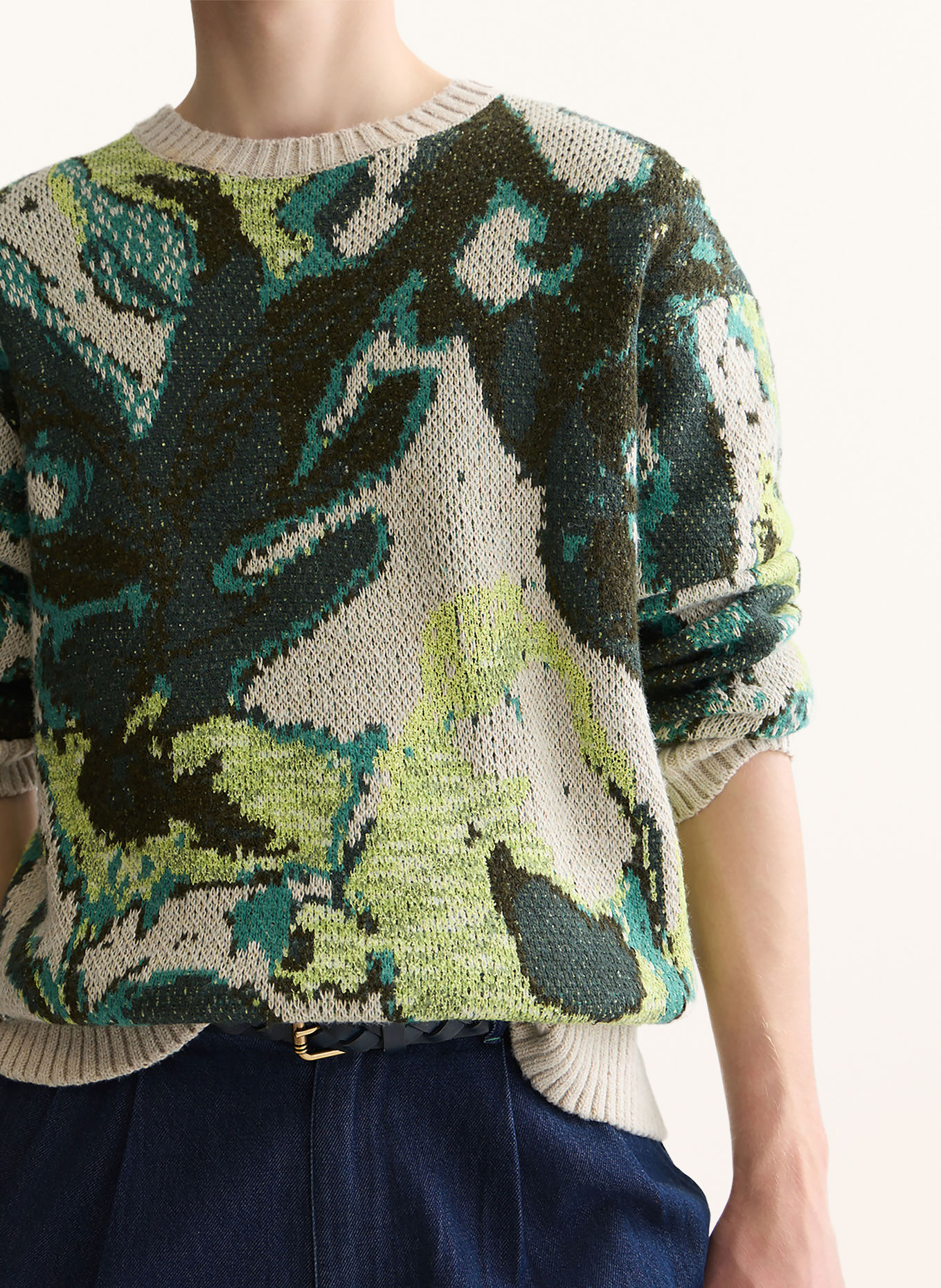 SCOTCH & SODA Pullover: CREME / DUNKELGRÜN / TÜRKIS
