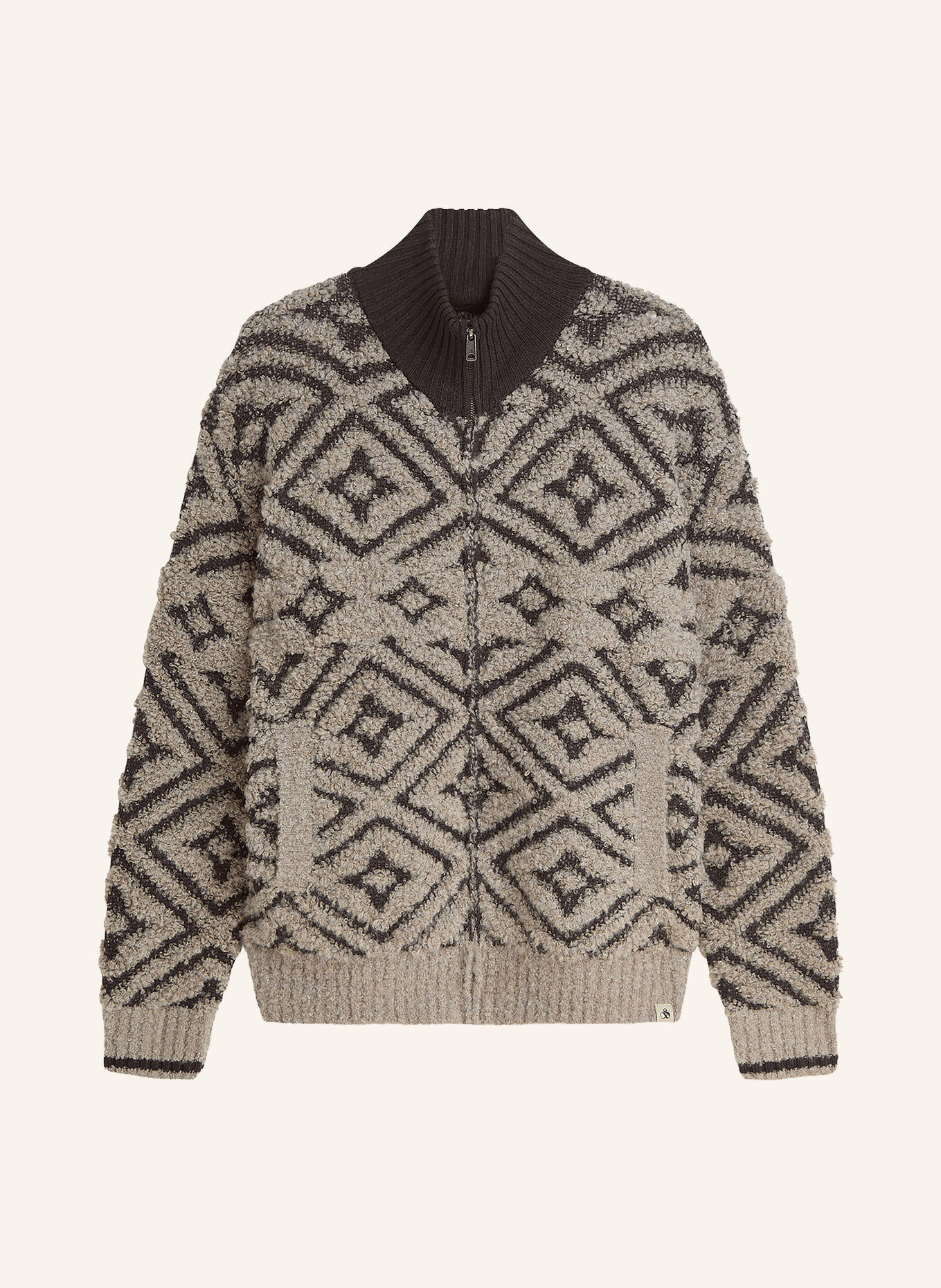 SCOTCH & SODA Strickjacke: DUNKELBRAUN / TAUPE