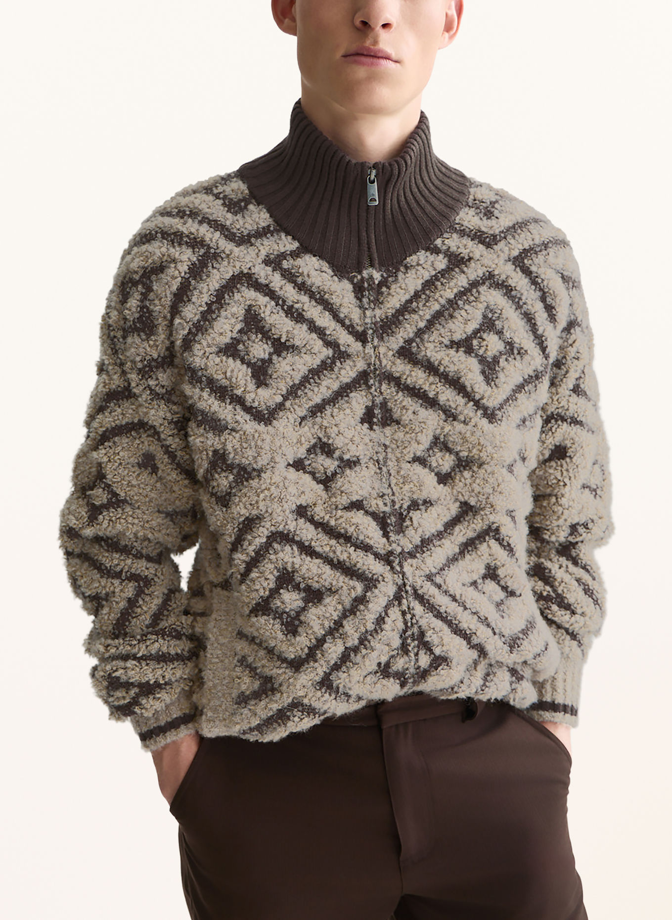 SCOTCH & SODA Strickjacke: DUNKELBRAUN / TAUPE