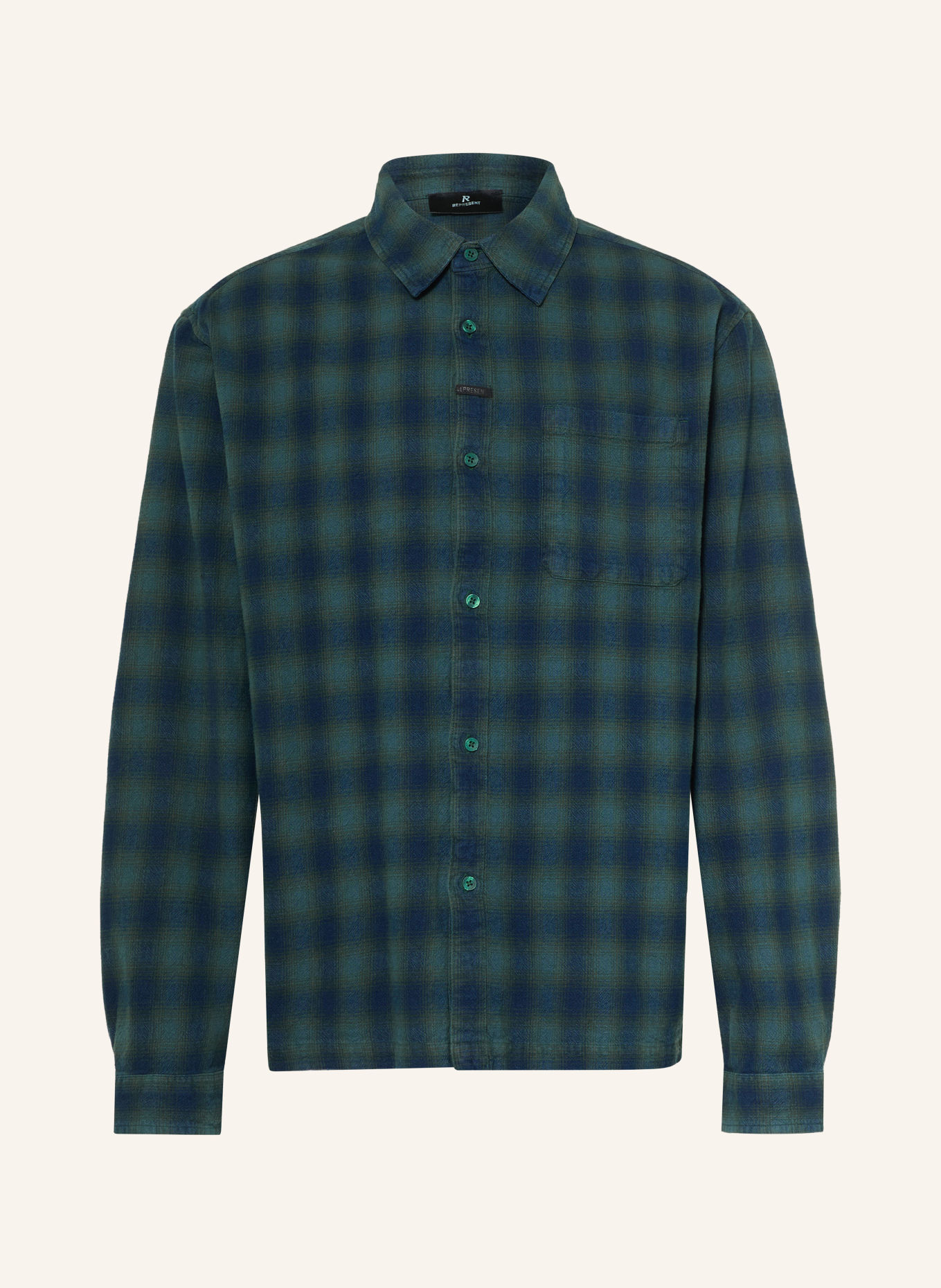 REPRESENT Chemise RESENT Comfort Fit: VERT / BLEU FONCÉ