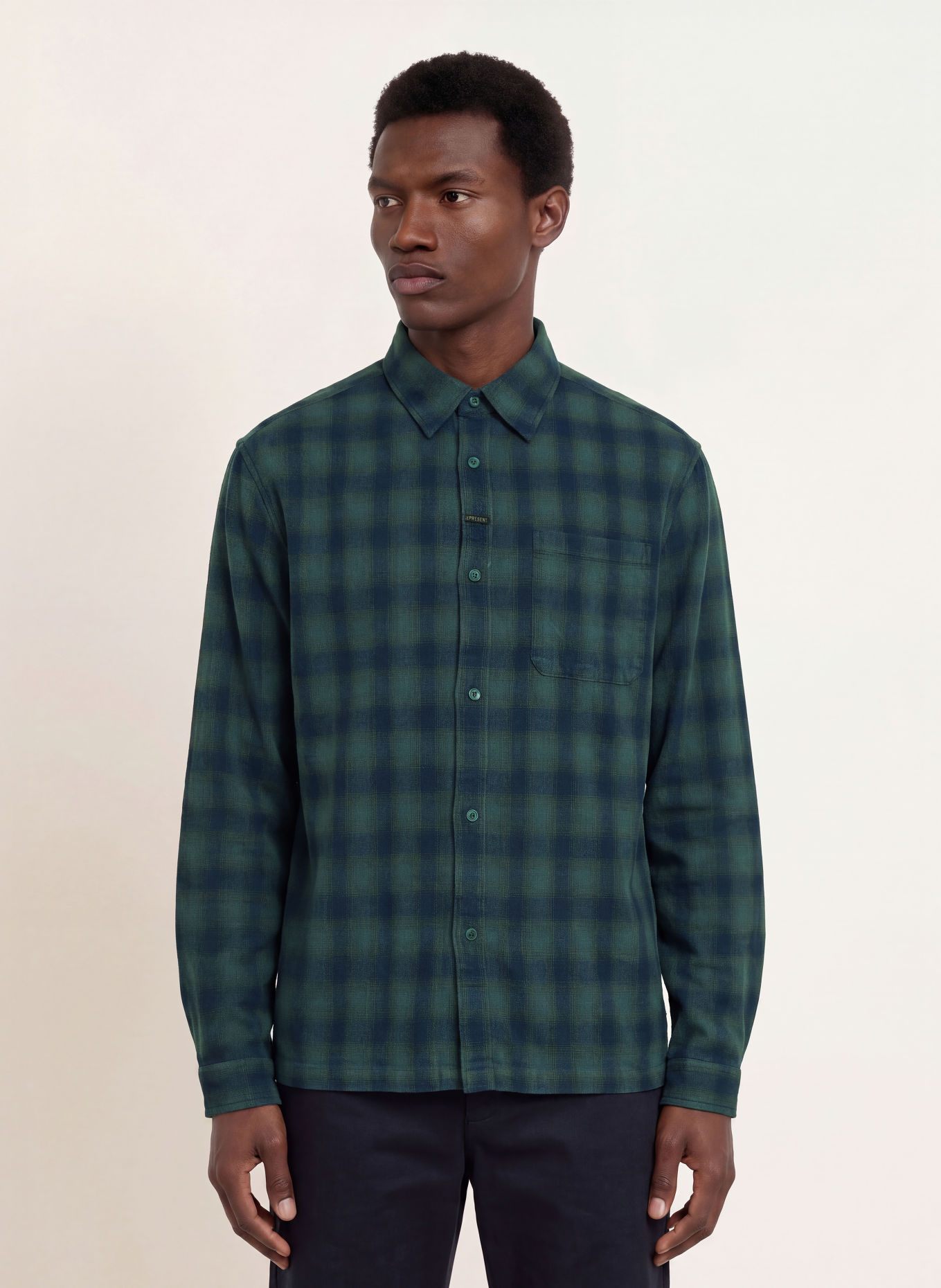 REPRESENT Chemise RESENT Comfort Fit: VERT / BLEU FONCÉ