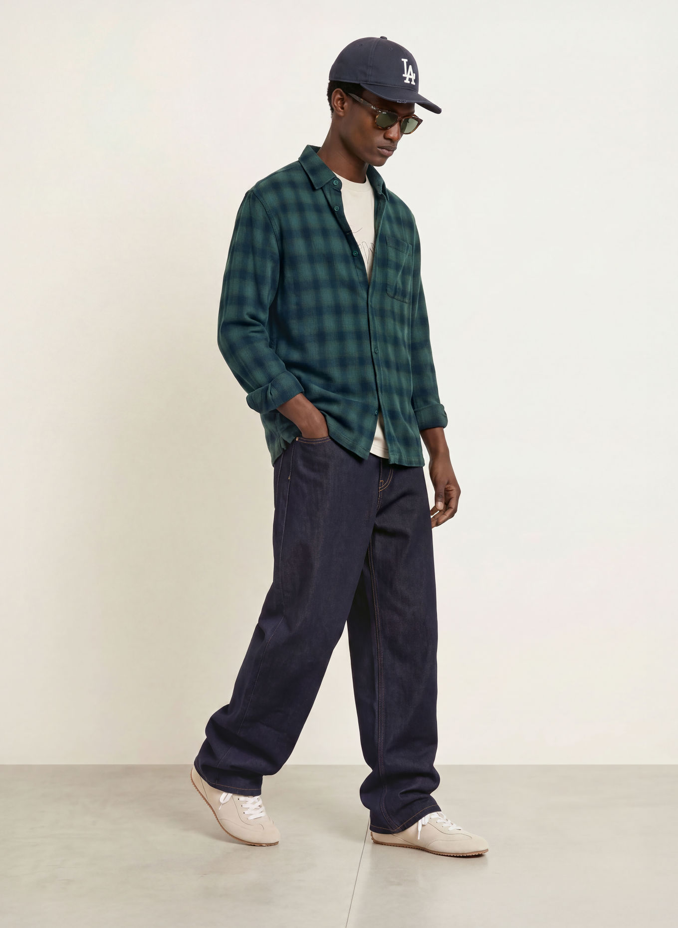 REPRESENT Chemise RESENT Comfort Fit: VERT / BLEU FONCÉ