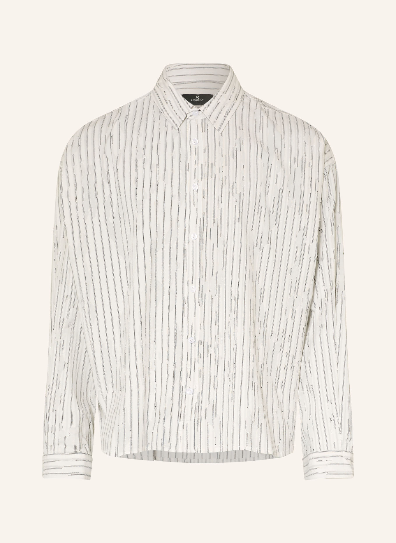 REPRESENT Overhemd TEARED Comfort Fit: WIT / ZWART