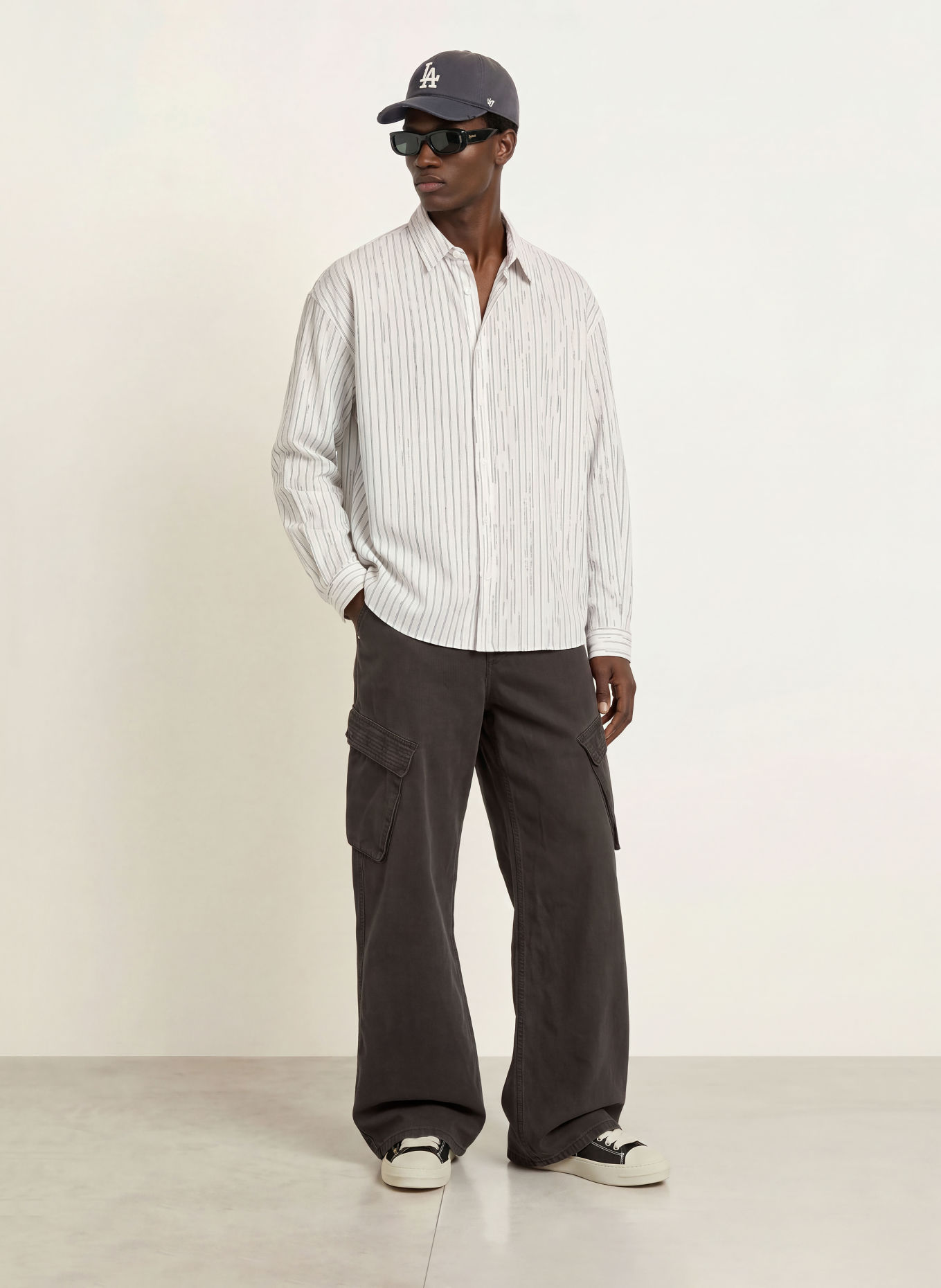 REPRESENT Overhemd TEARED Comfort Fit: WIT / ZWART