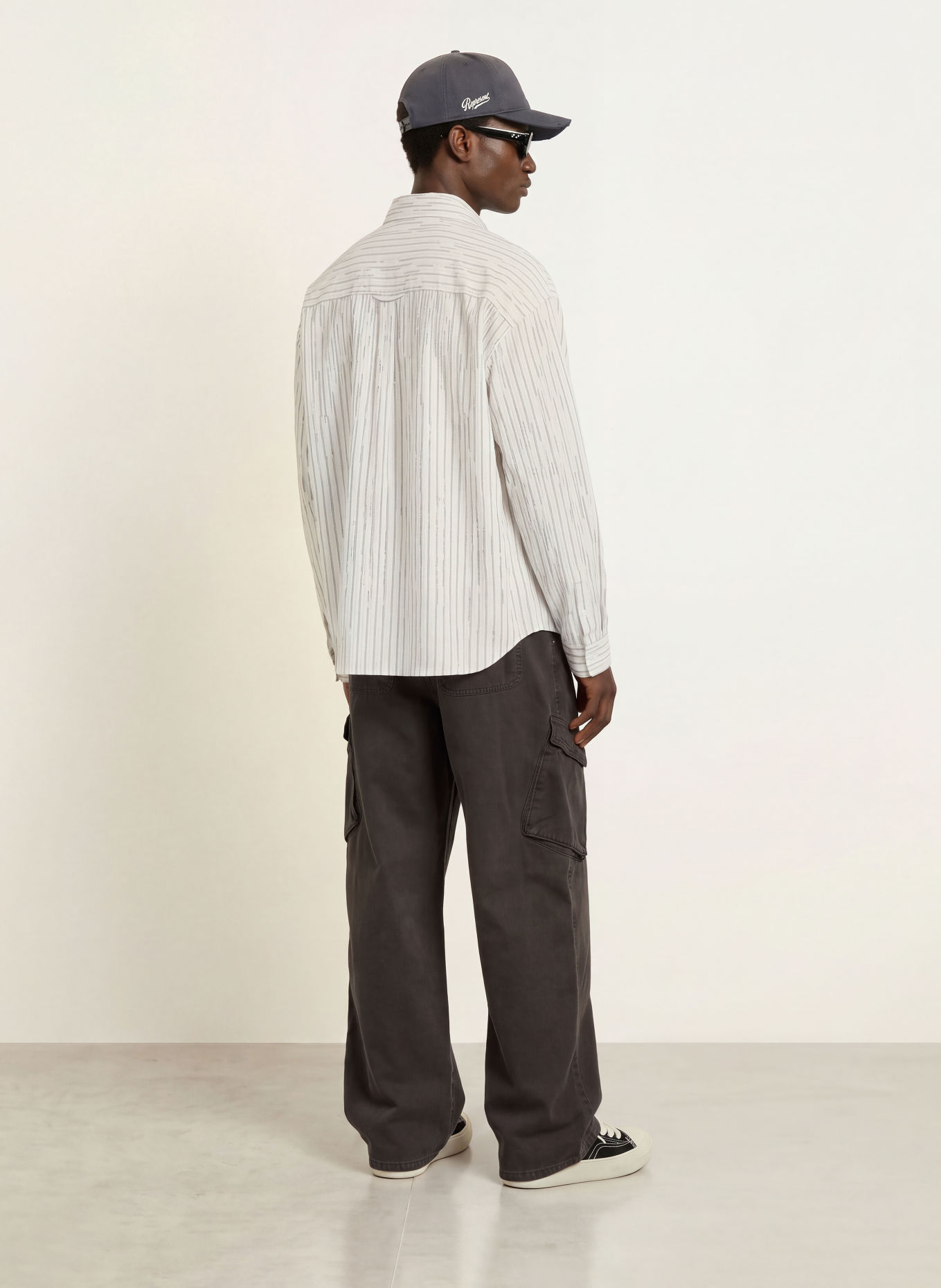 REPRESENT Overhemd TEARED Comfort Fit: WIT / ZWART