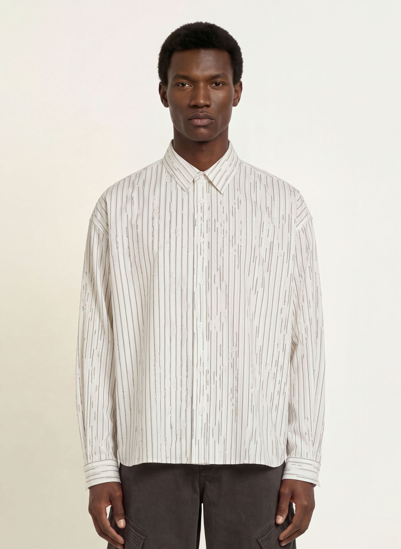REPRESENT Overhemd TEARED Comfort Fit: WIT / ZWART