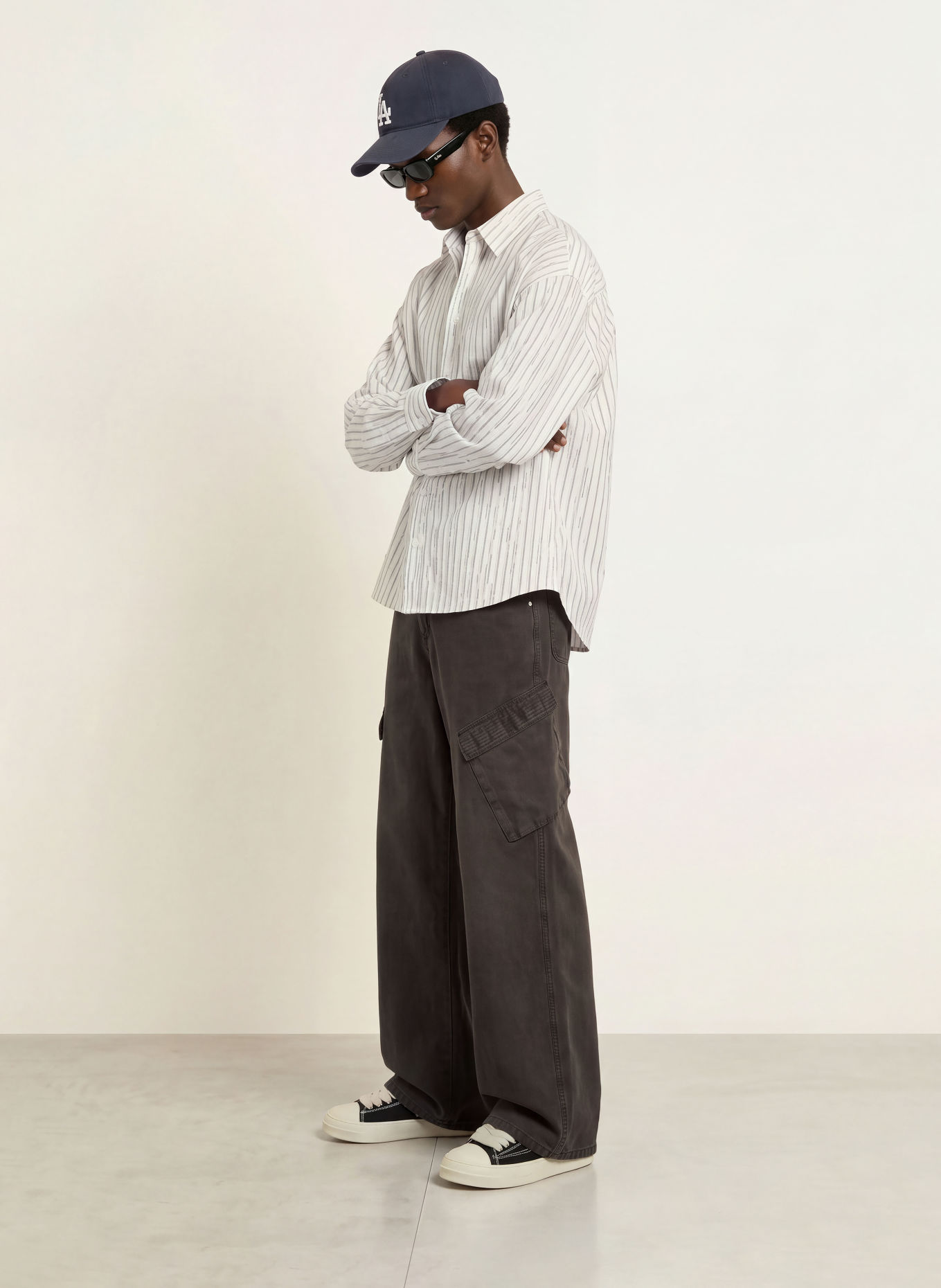 REPRESENT Overhemd TEARED Comfort Fit: WIT / ZWART