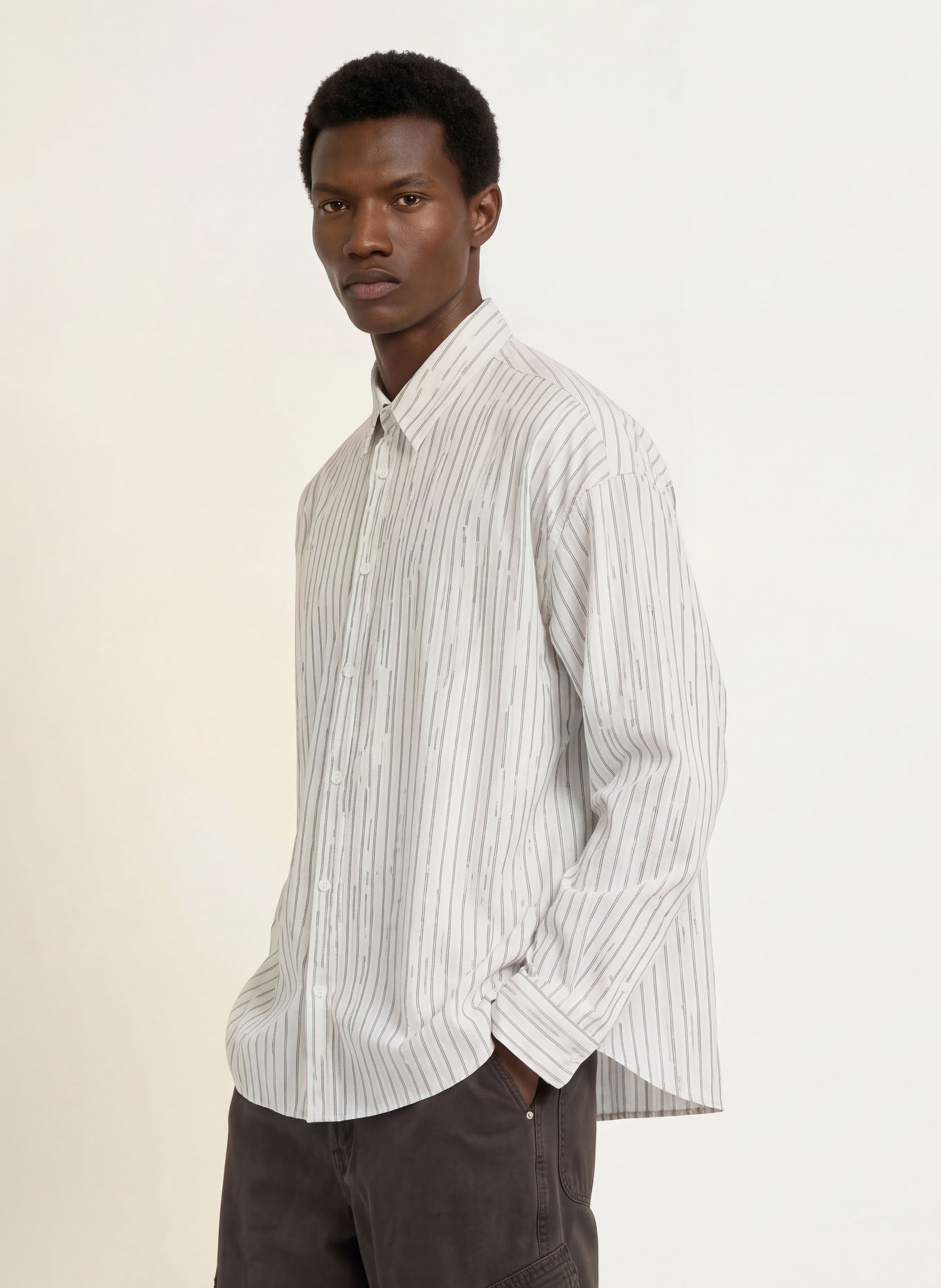 REPRESENT Overhemd TEARED Comfort Fit: WIT / ZWART