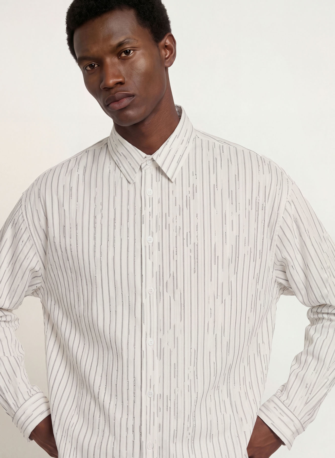 REPRESENT Overhemd TEARED Comfort Fit: WIT / ZWART