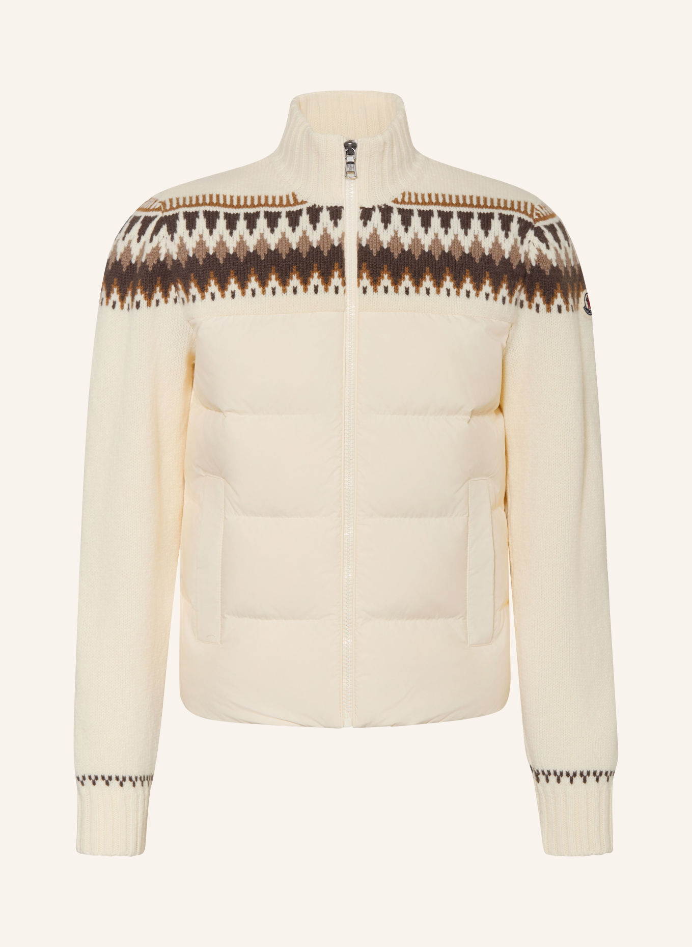 MONCLER enfant Quilted jacket in a mix of materials: CREAM / BROWN / TAUPE