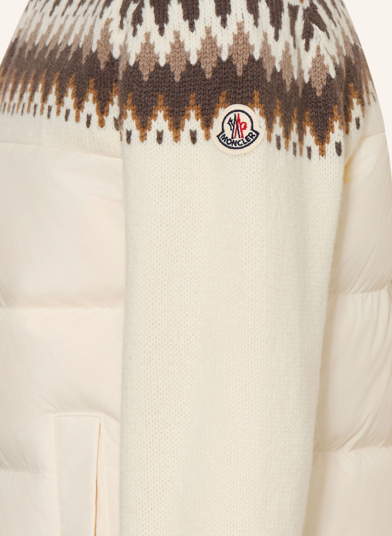 MONCLER enfant Quilted jacket in a mix of materials: CREAM / BROWN / TAUPE
