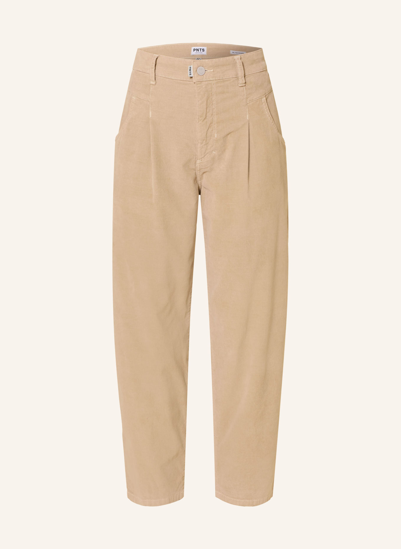 PNTS Pantaloni 7/8 THE O SHAPE din velur: BEJ