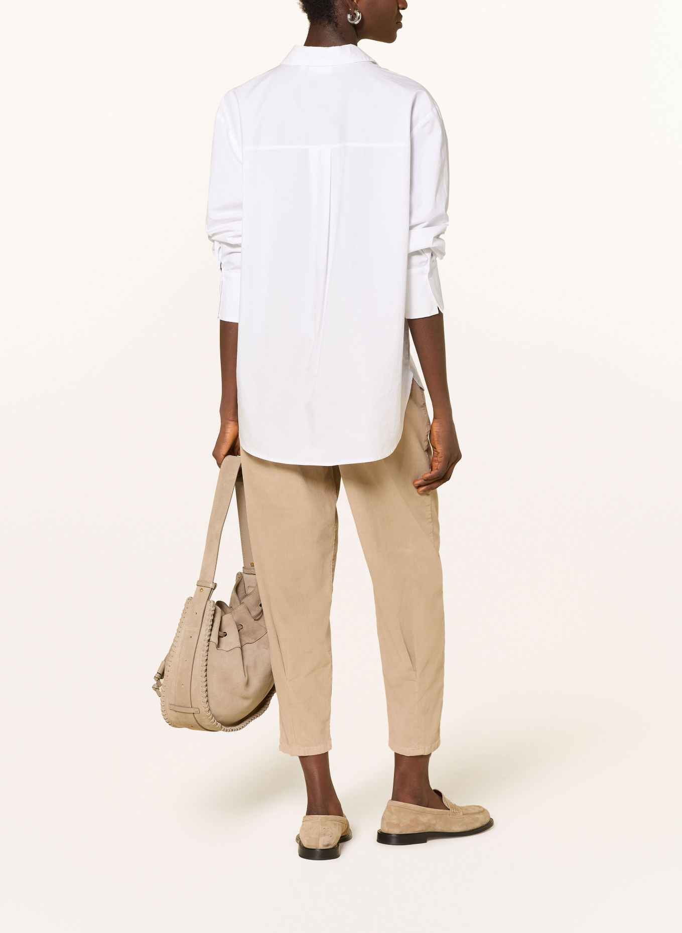 PNTS Pantaloni 7/8 THE O SHAPE din velur: BEJ