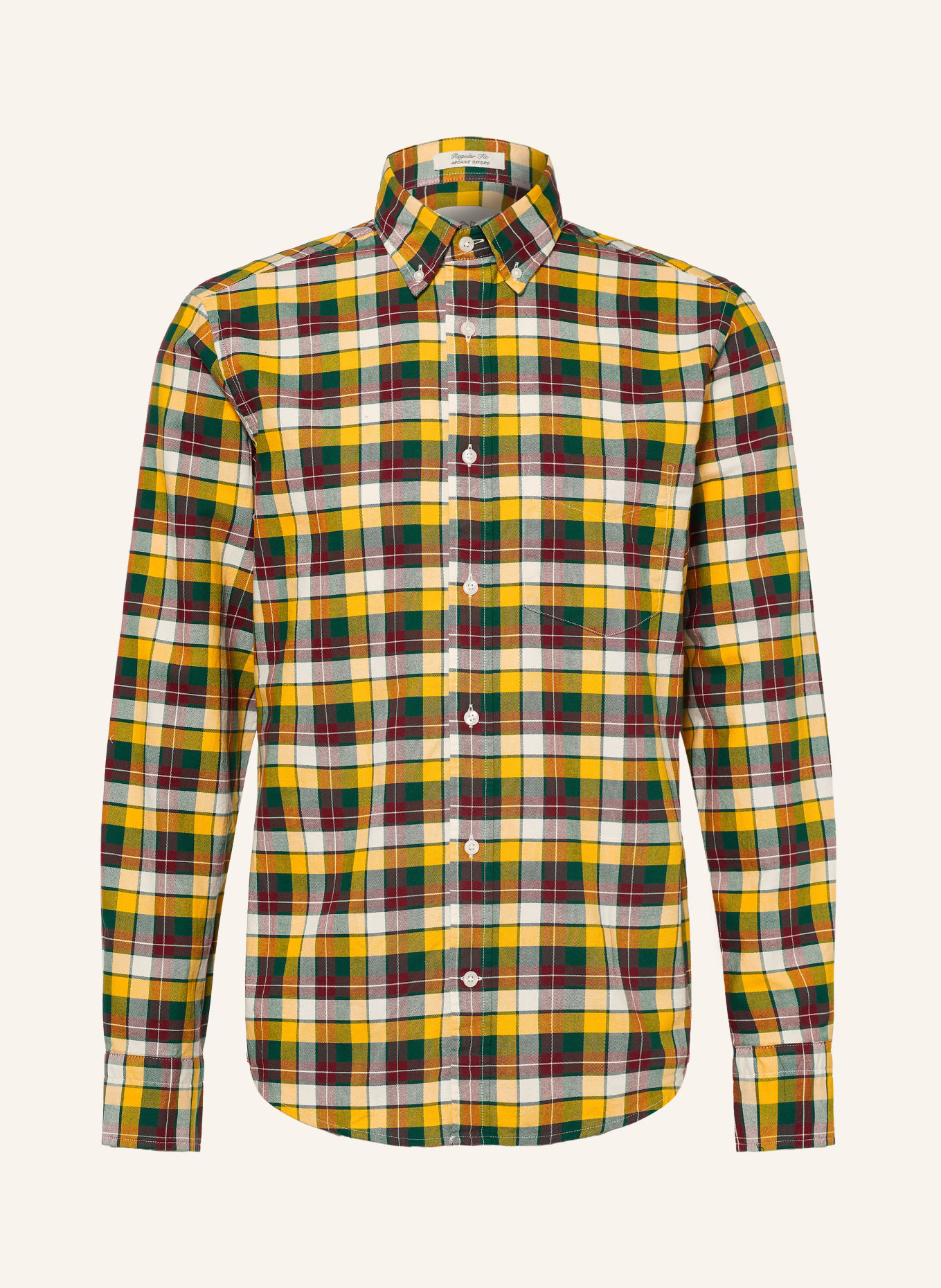 GANT Chemise coupe classique: GROEN / ROUGE FONCÉ / JAUNE