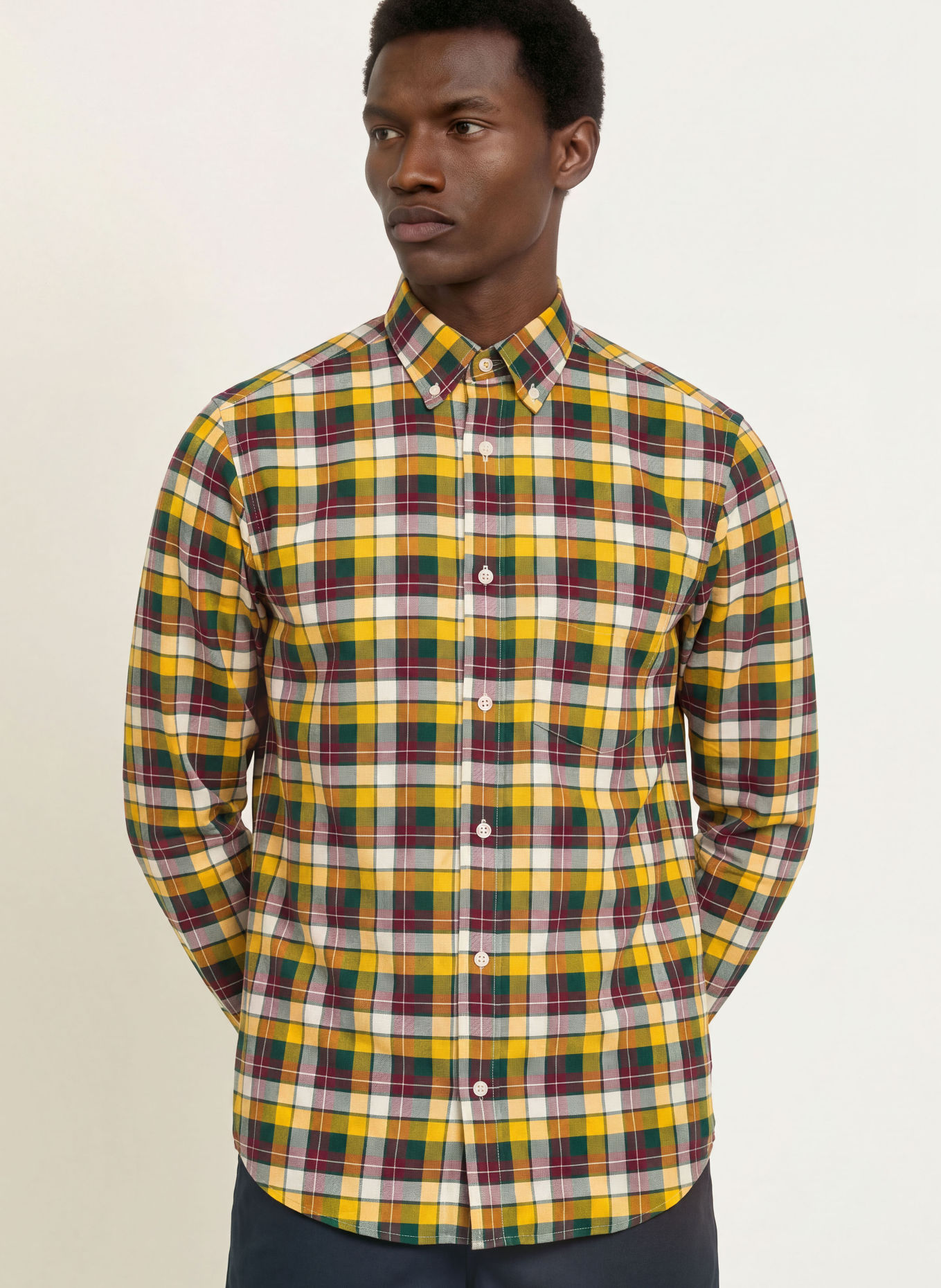 GANT Chemise coupe classique: GROEN / ROUGE FONCÉ / JAUNE