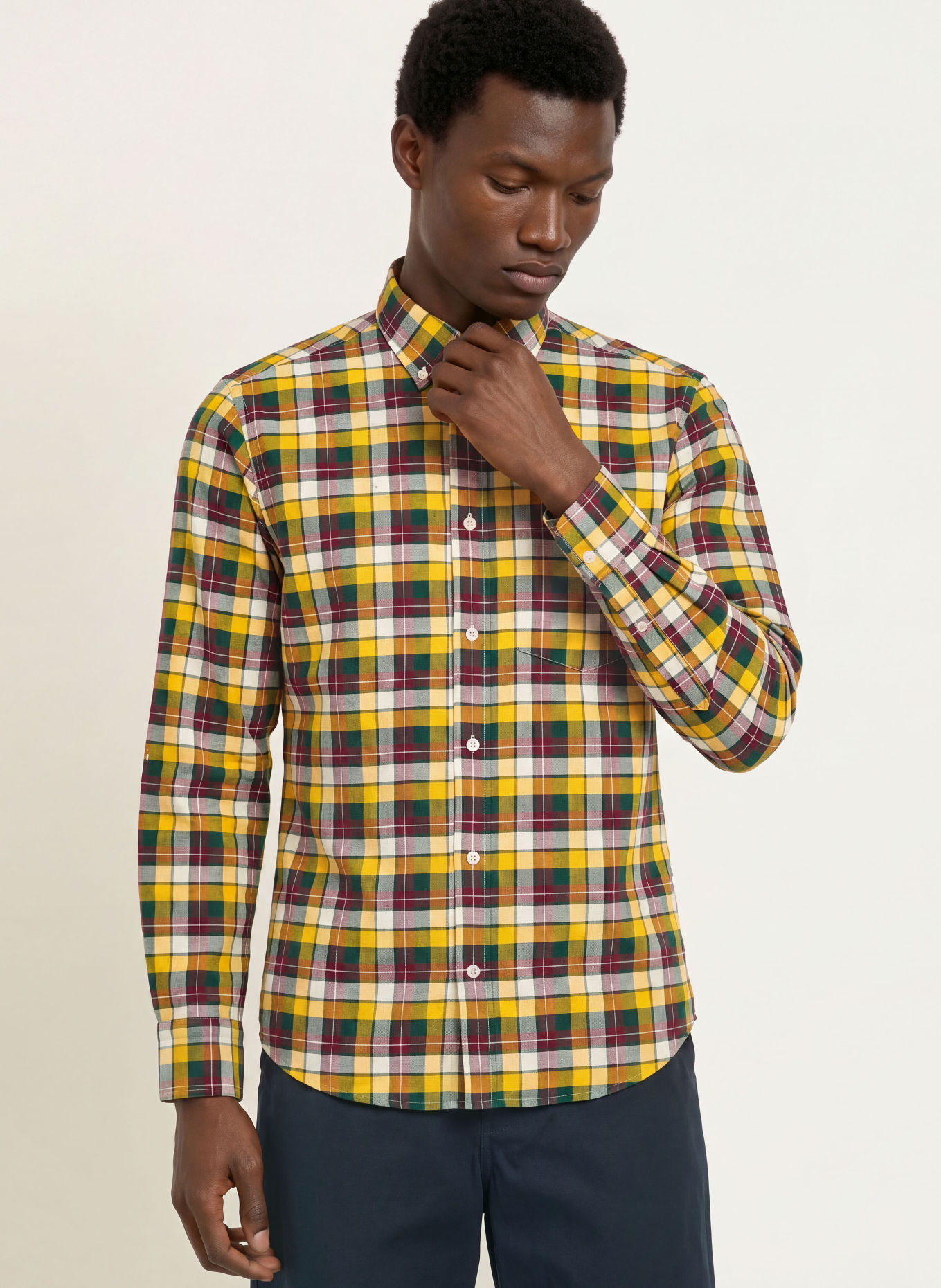 GANT Chemise coupe classique: GROEN / ROUGE FONCÉ / JAUNE