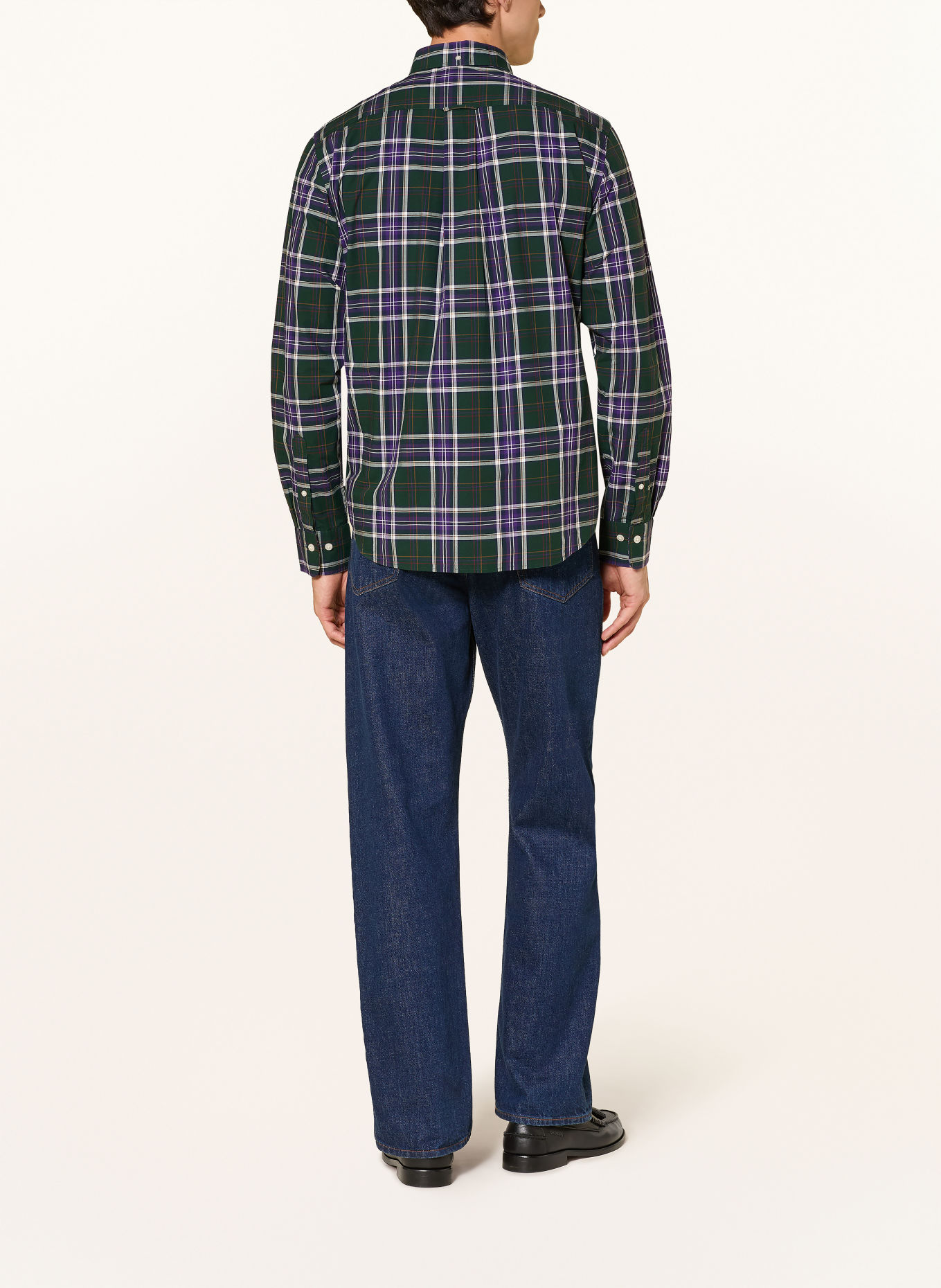 GANT Regular Fit Shirt: DARK GREEN / DARK PURPLE / WHITE