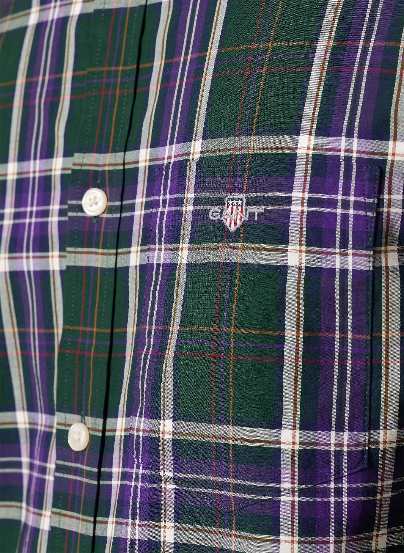 GANT Regular Fit Shirt: DARK GREEN / DARK PURPLE / WHITE