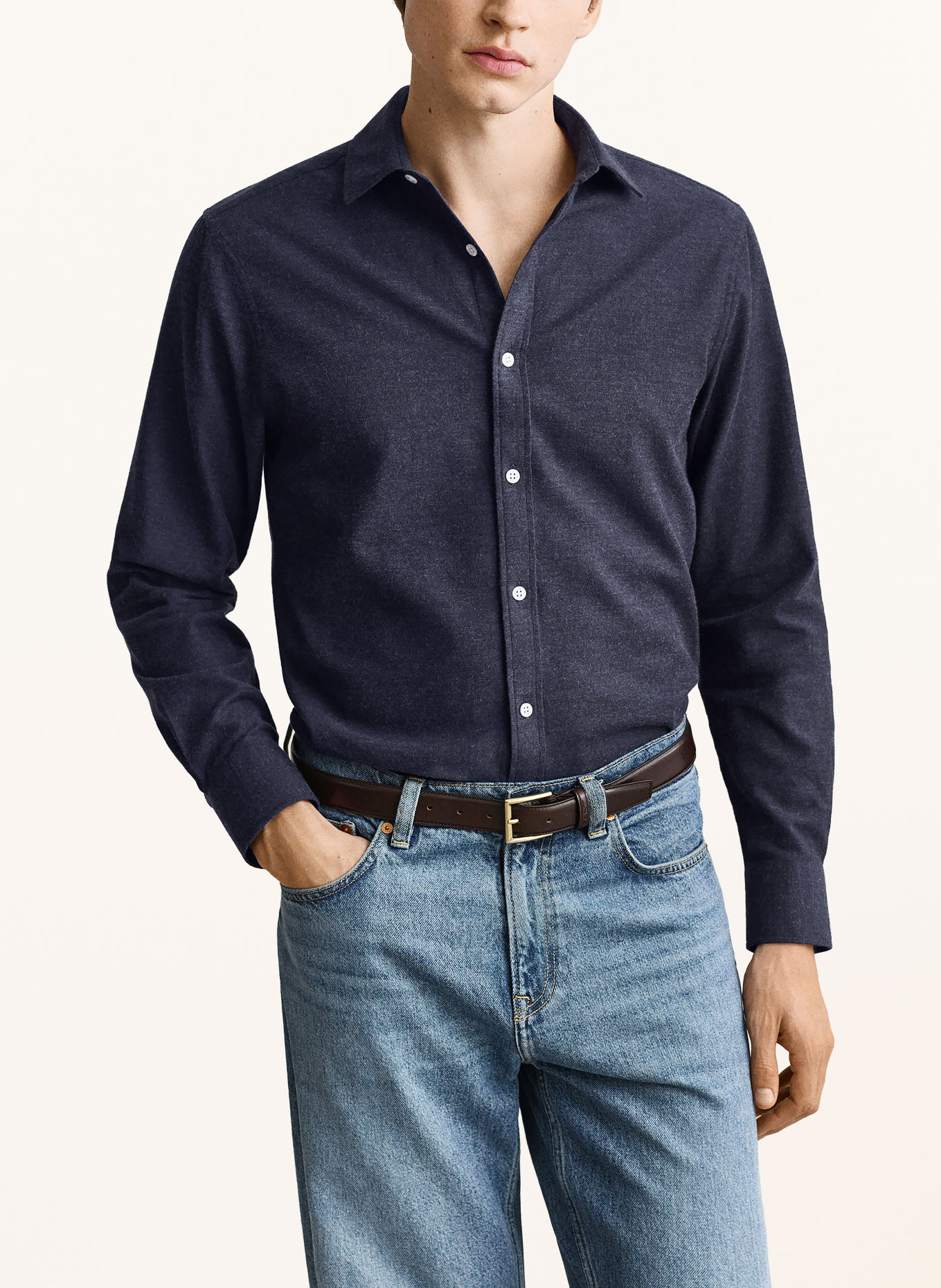 GANT Regular-fit flannel shirt: DARK BLUE