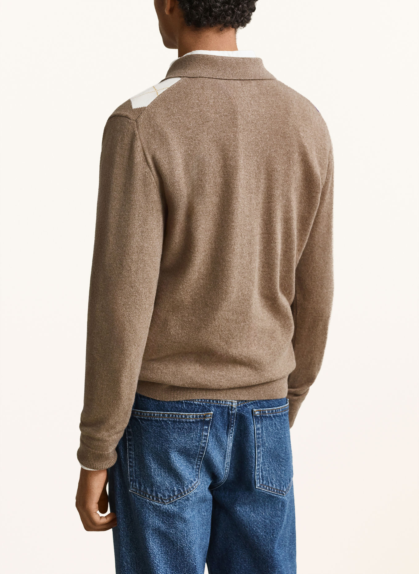 GANT Stickad pikétröja: TAUPE / LILA / MÖRKGUL
