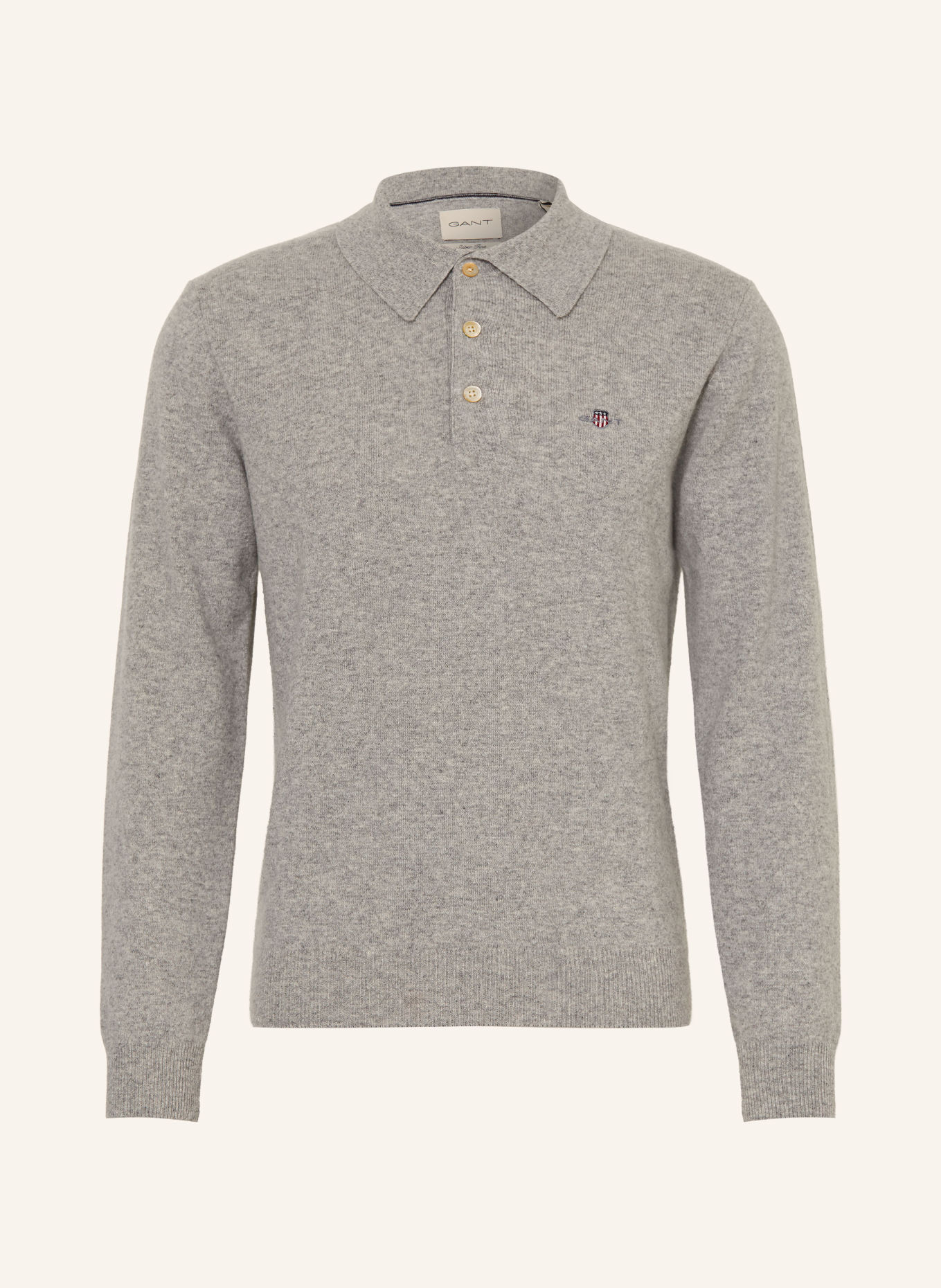 GANT Strikket polo: GRÅ
