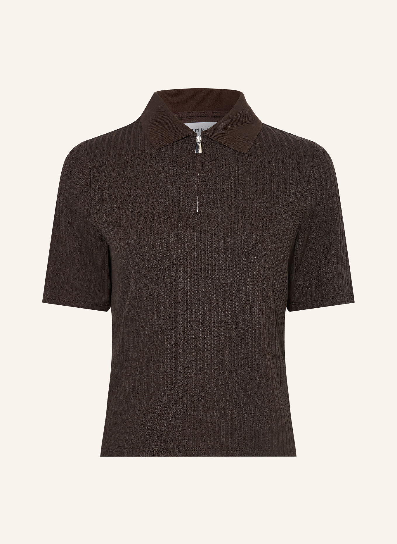comma Gebreid poloshirt: MARRON FONCÉ