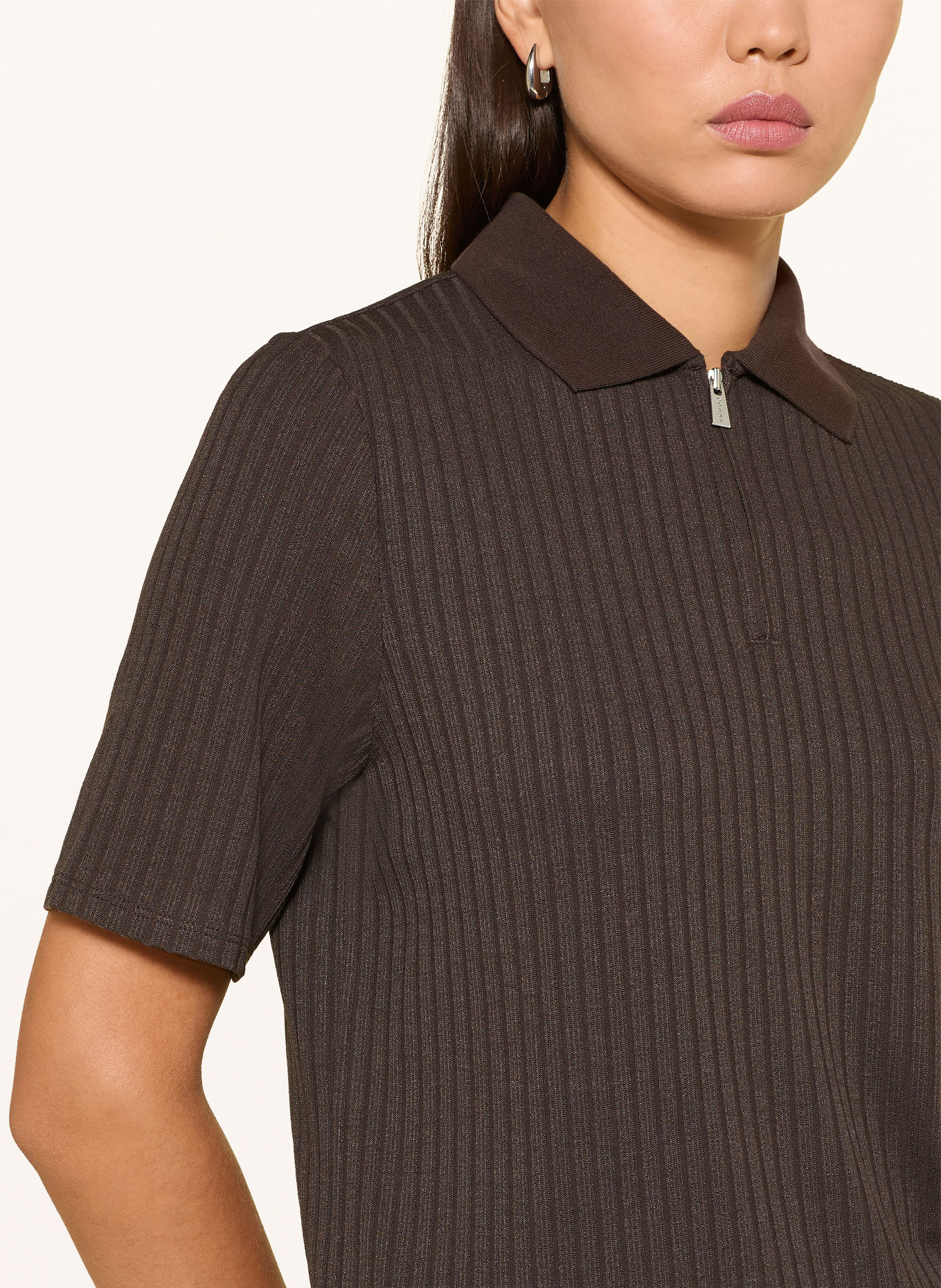 comma Gebreid poloshirt: MARRON FONCÉ