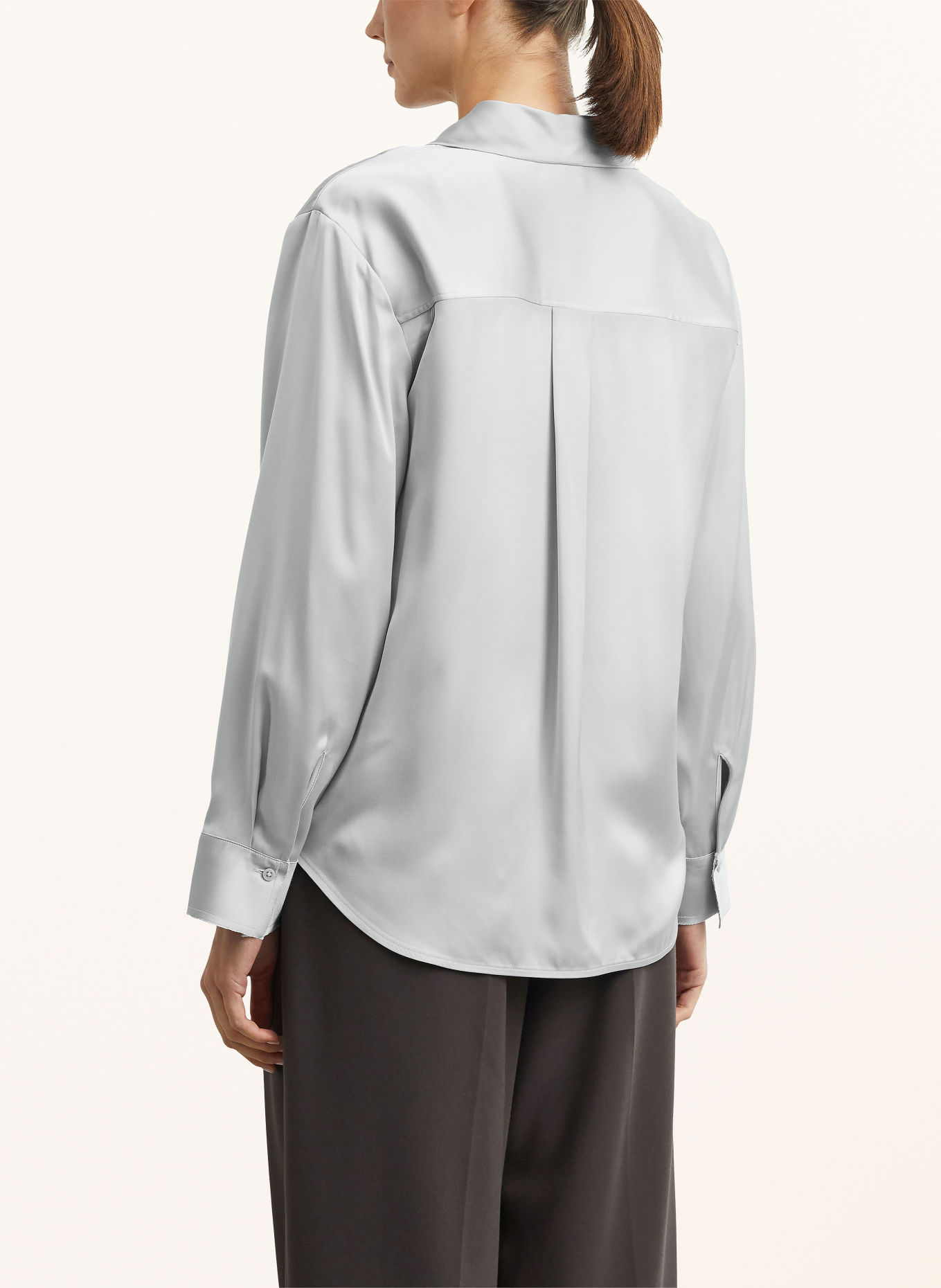 comma Satin shirt blouse: BLUE GRAY