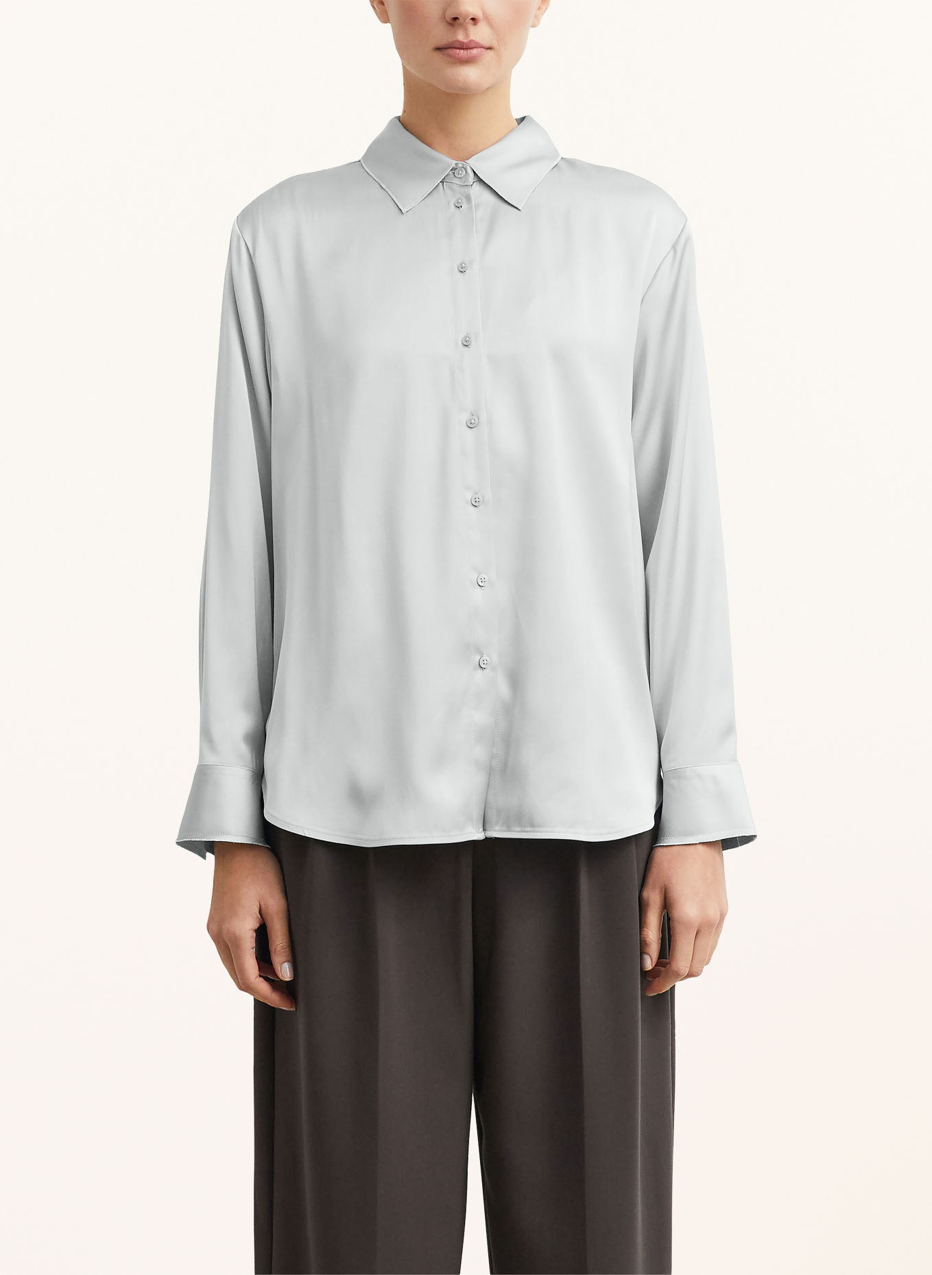 comma Satin shirt blouse: BLUE GRAY