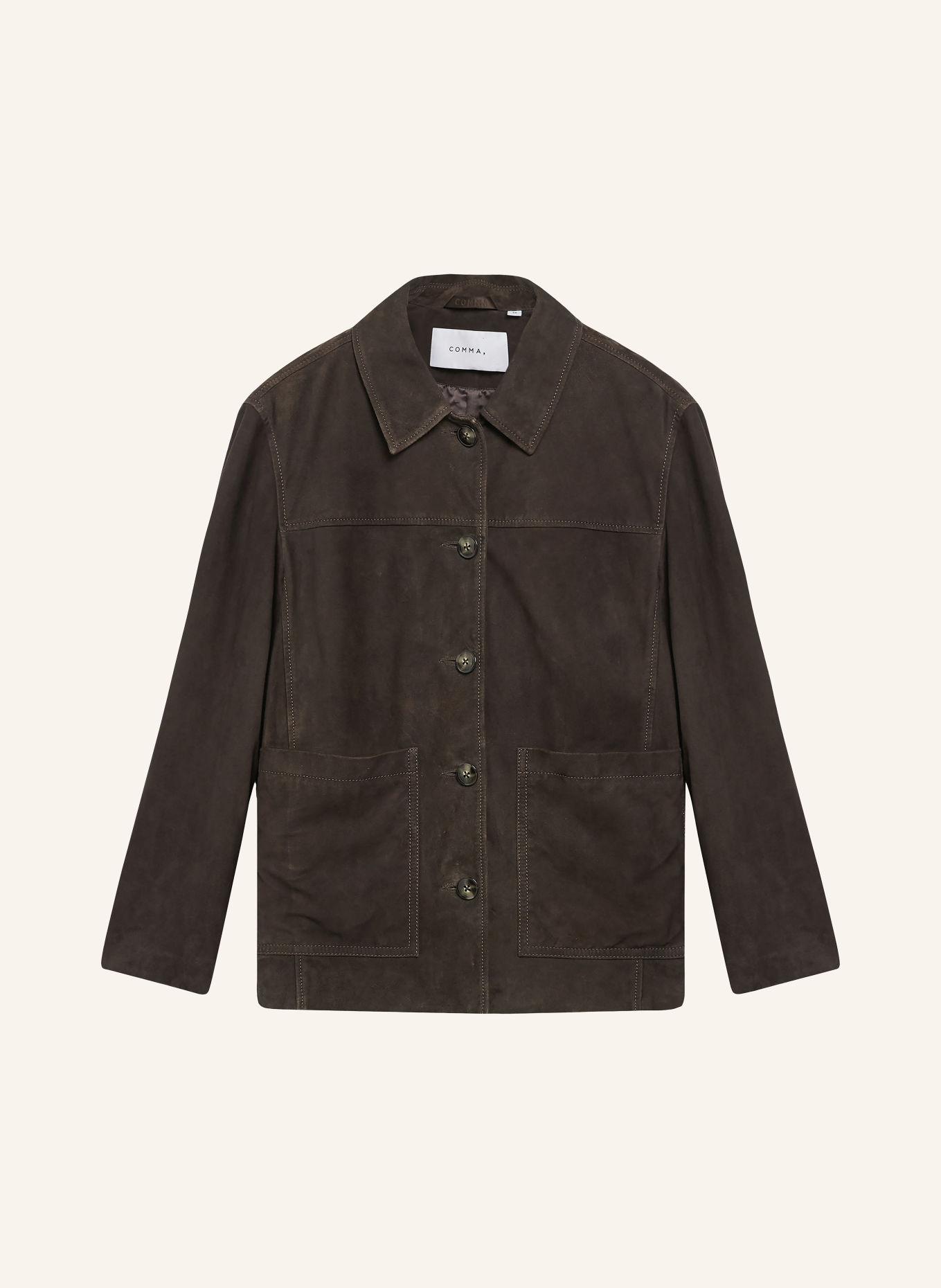 comma Leren jas: MARRON FONCÉ