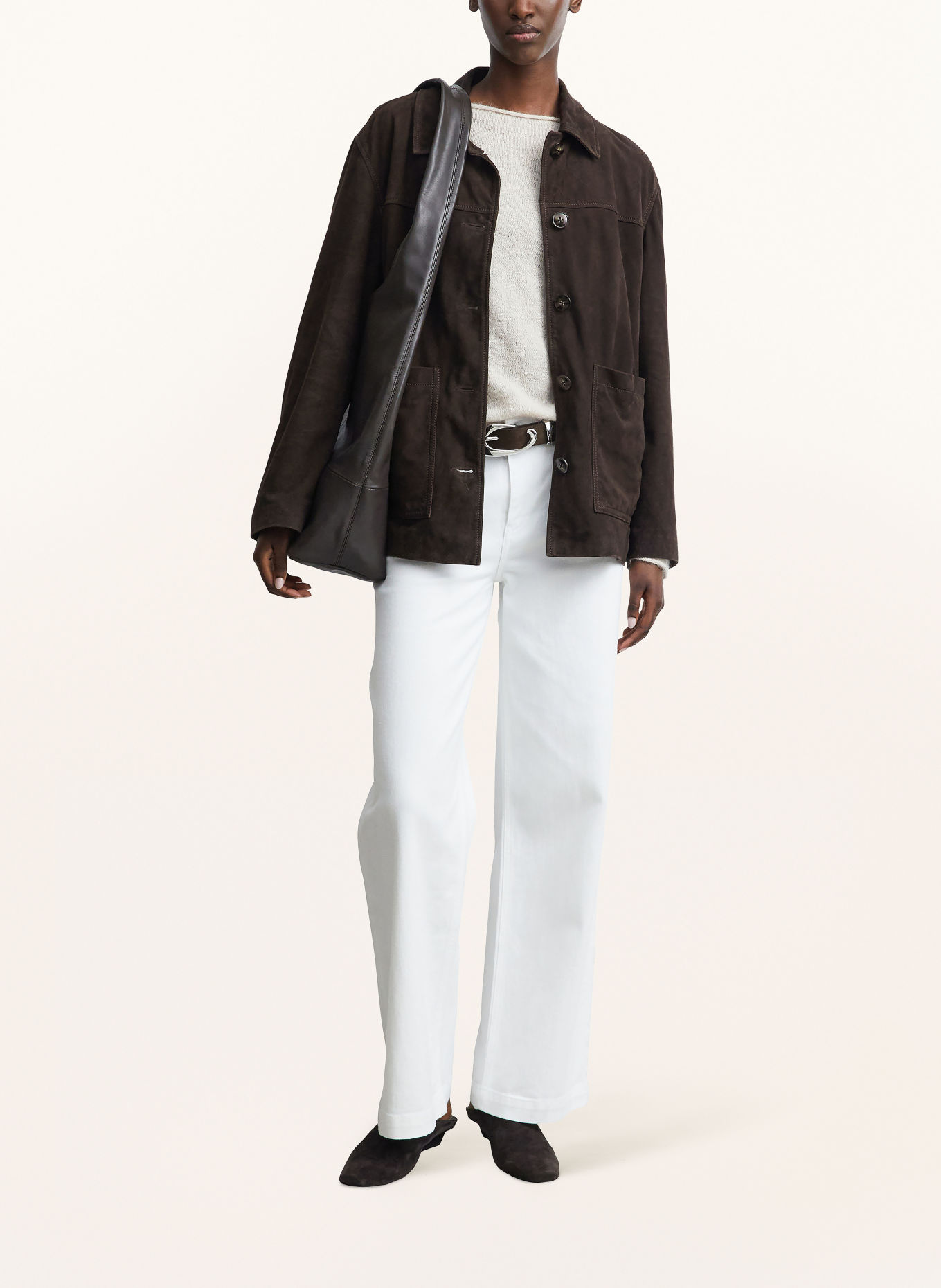 comma Leren jas: MARRON FONCÉ