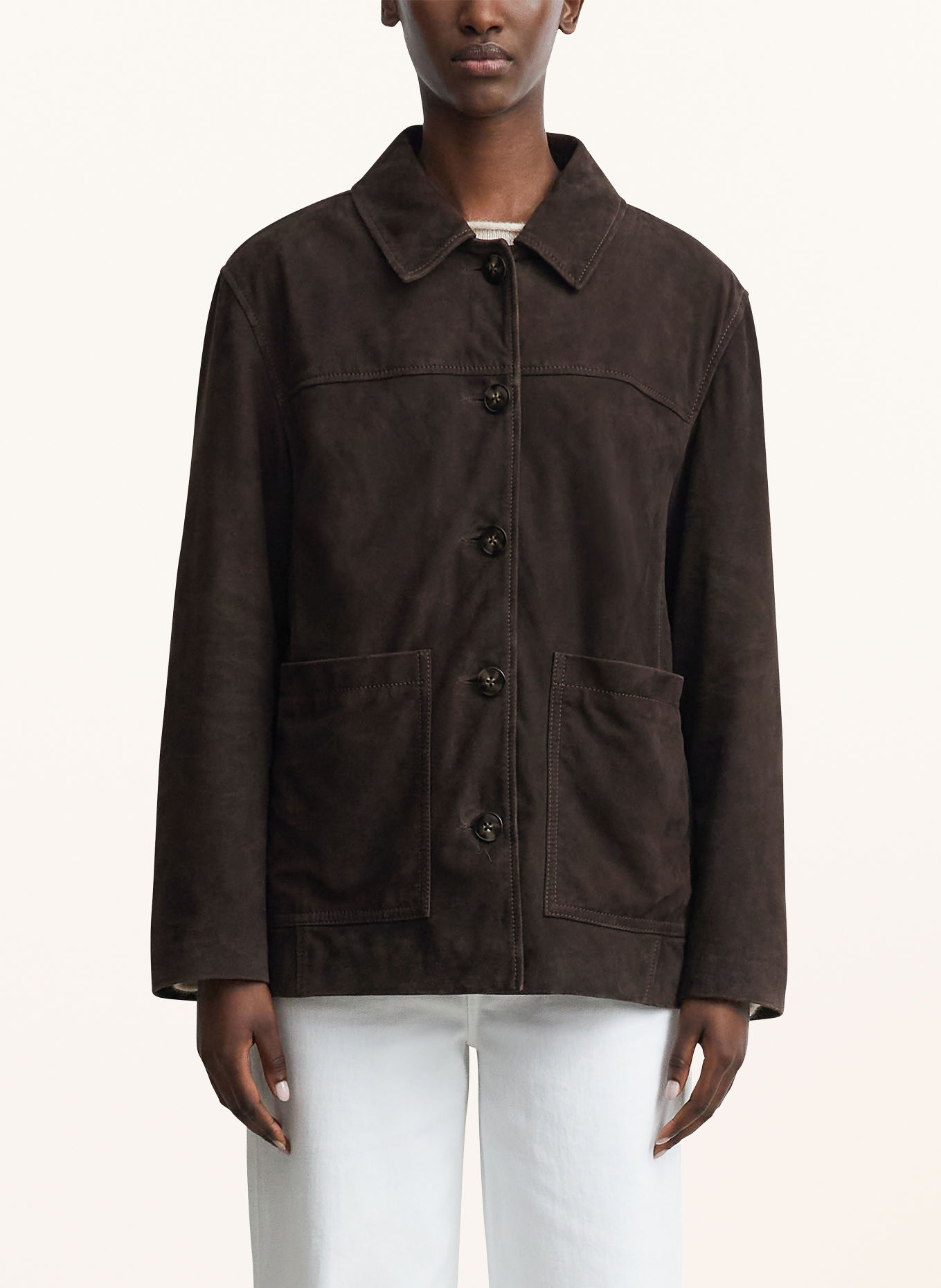 comma Leren jas: MARRON FONCÉ